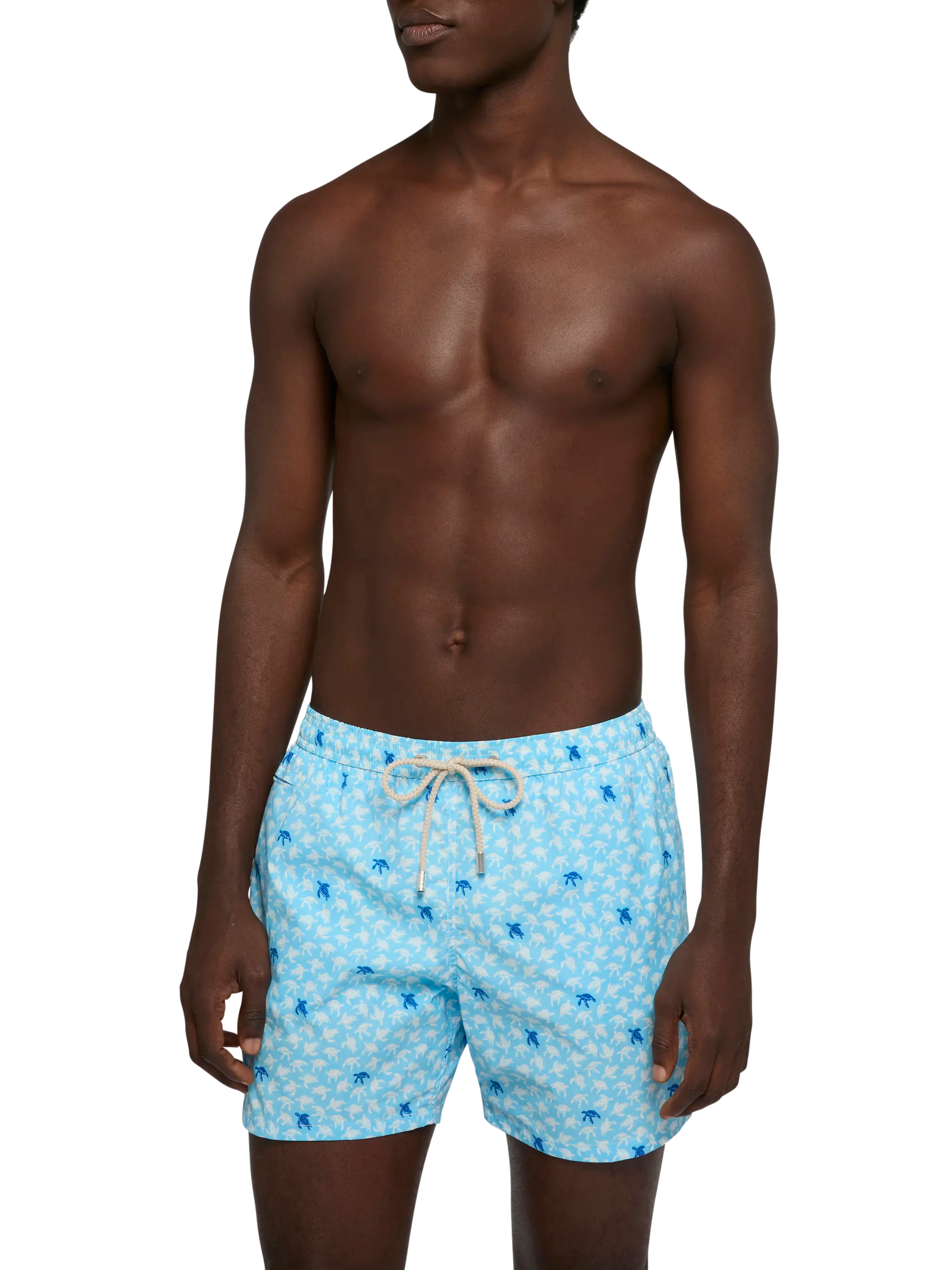 Comfort Light Swim Shorts With Sea Turtle Print Blue Swimshort