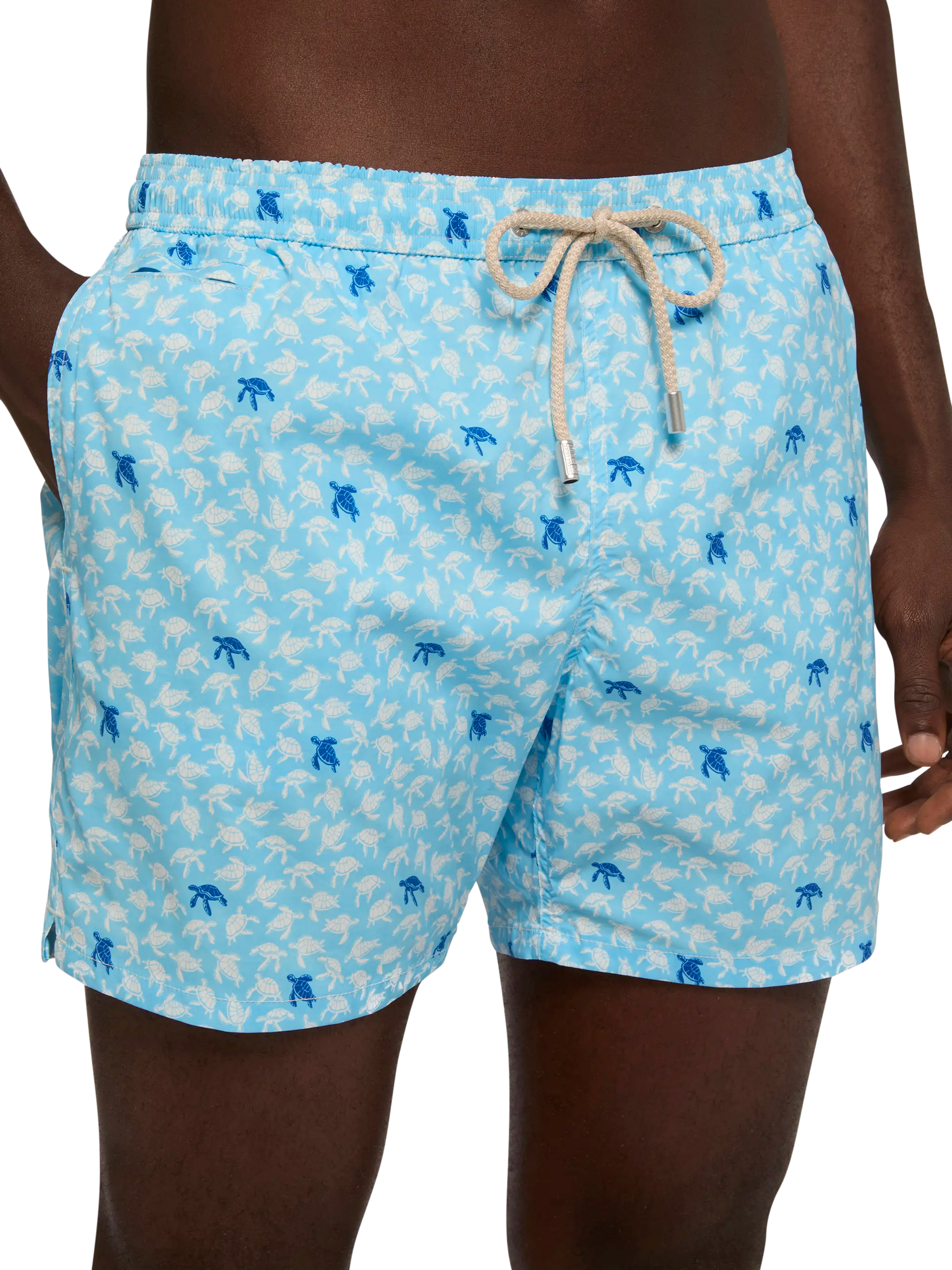Comfort Light Swim Shorts With Sea Turtle Print Blue Swimshort