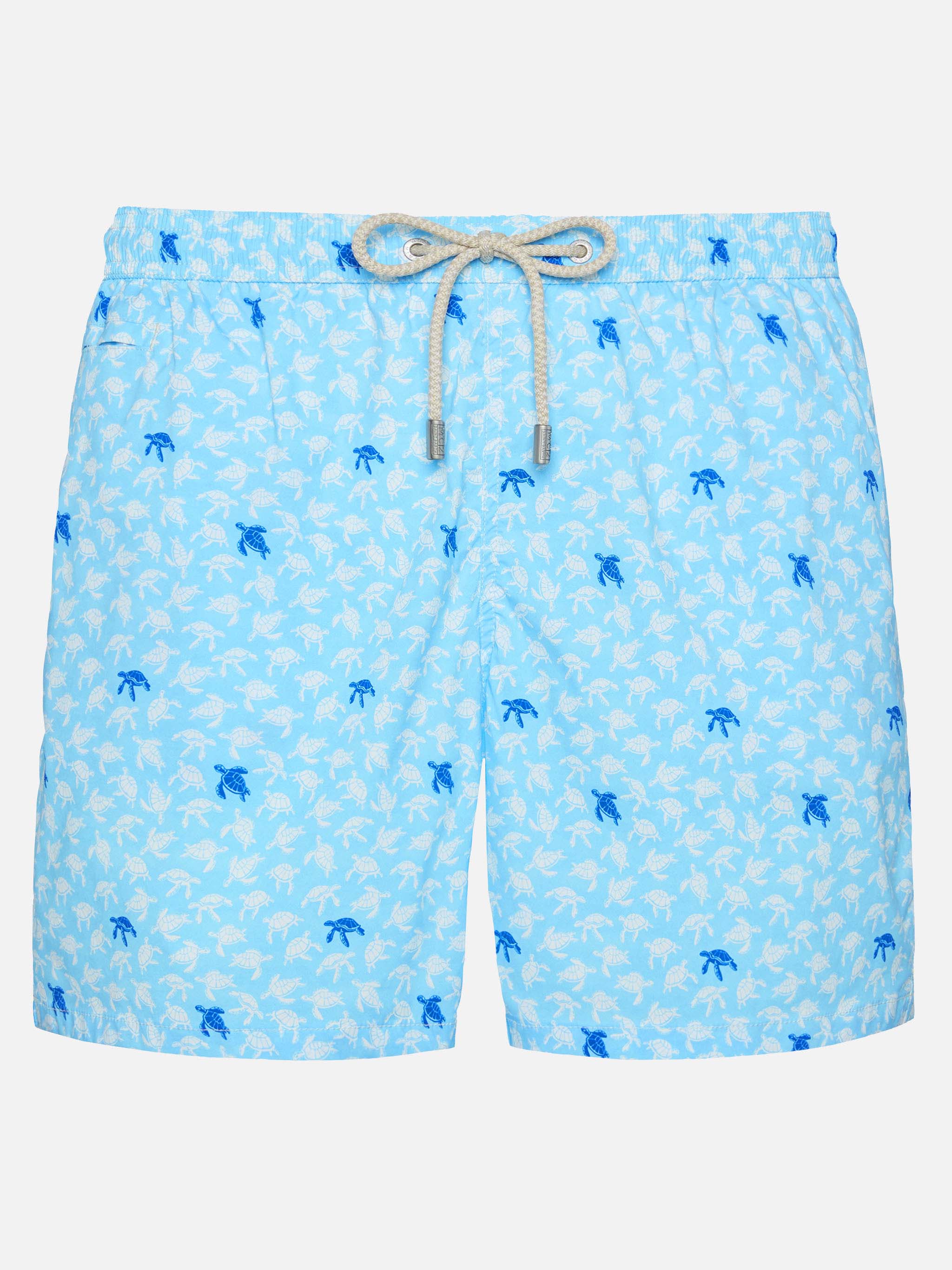 Comfort Light Swim Shorts With Sea Turtle Print Blue Swimshort