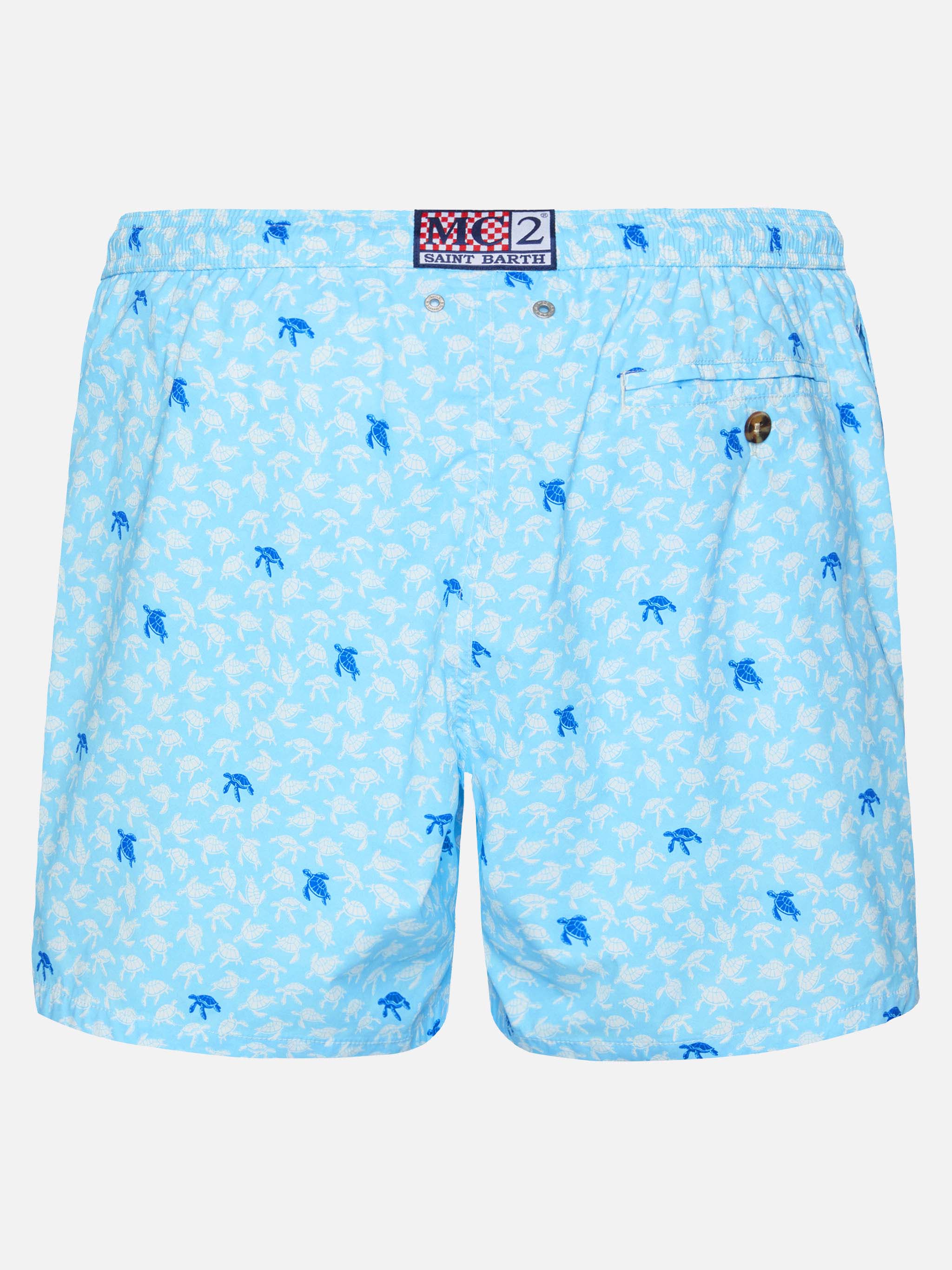 Comfort Light Swim Shorts With Sea Turtle Print Blue Swimshort