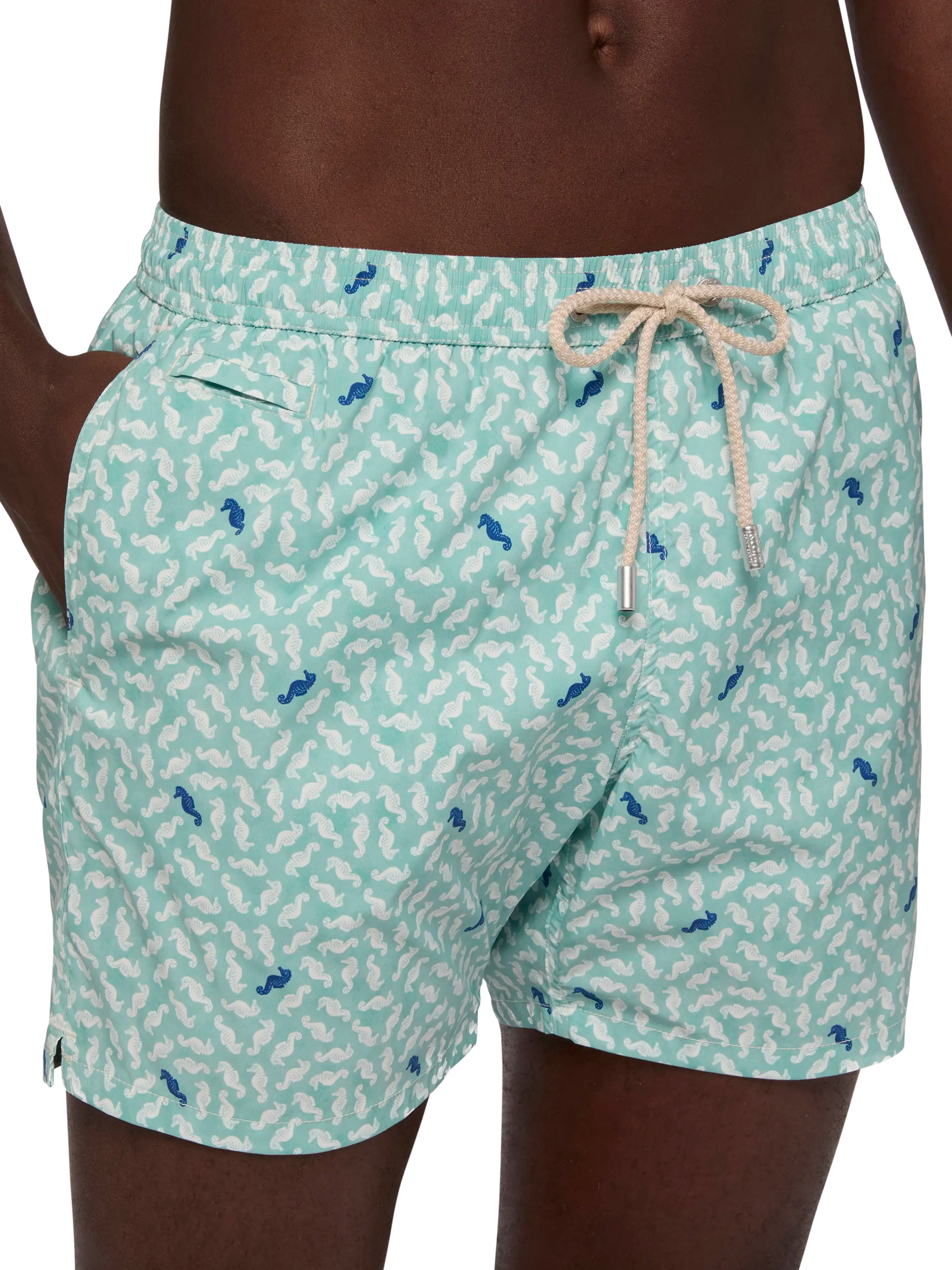 Comfort Light Swim Shorts With Sea Horse Print Green Swimshort
