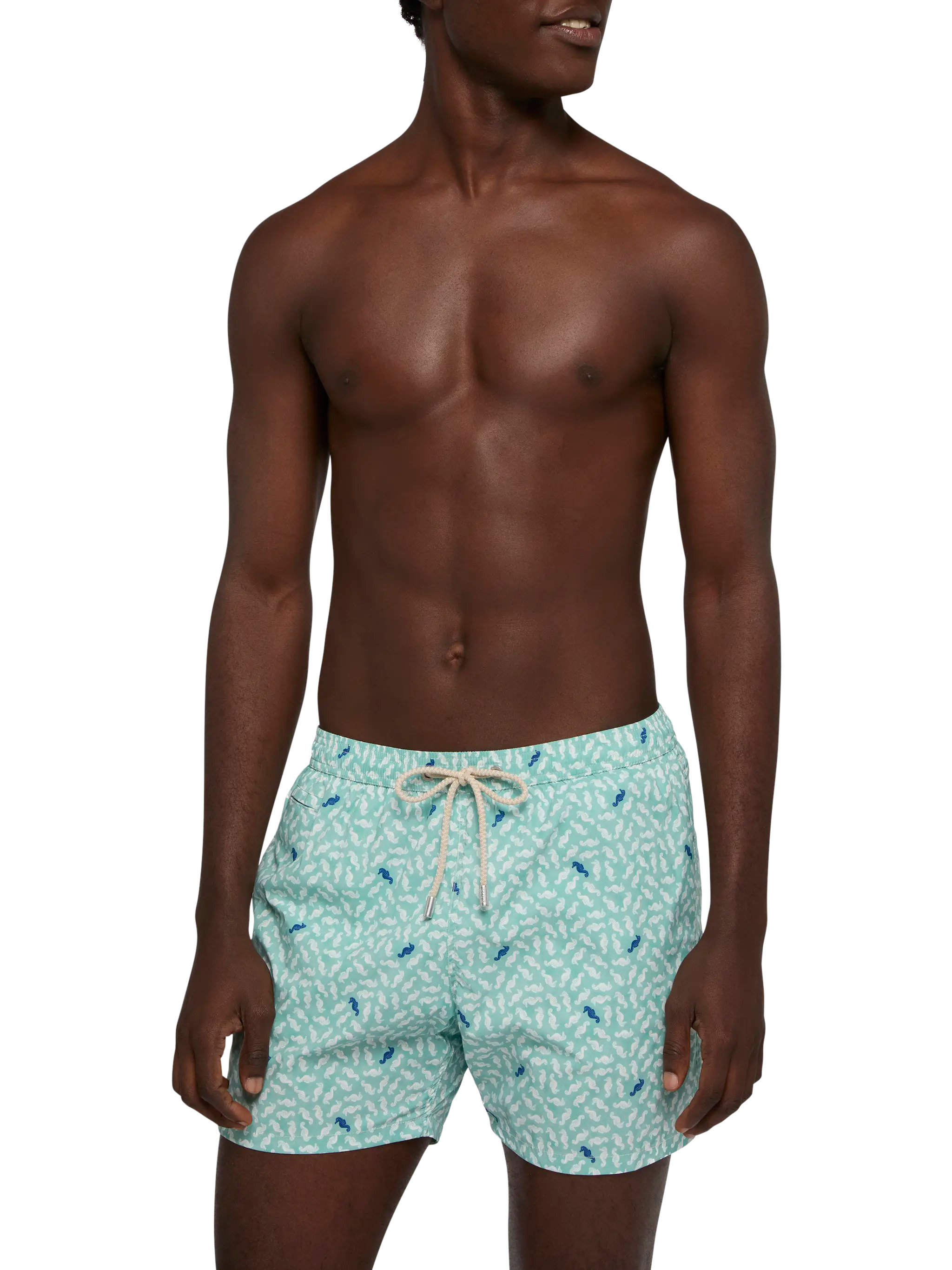 Comfort Light Swim Shorts With Sea Horse Print Green Swimshort