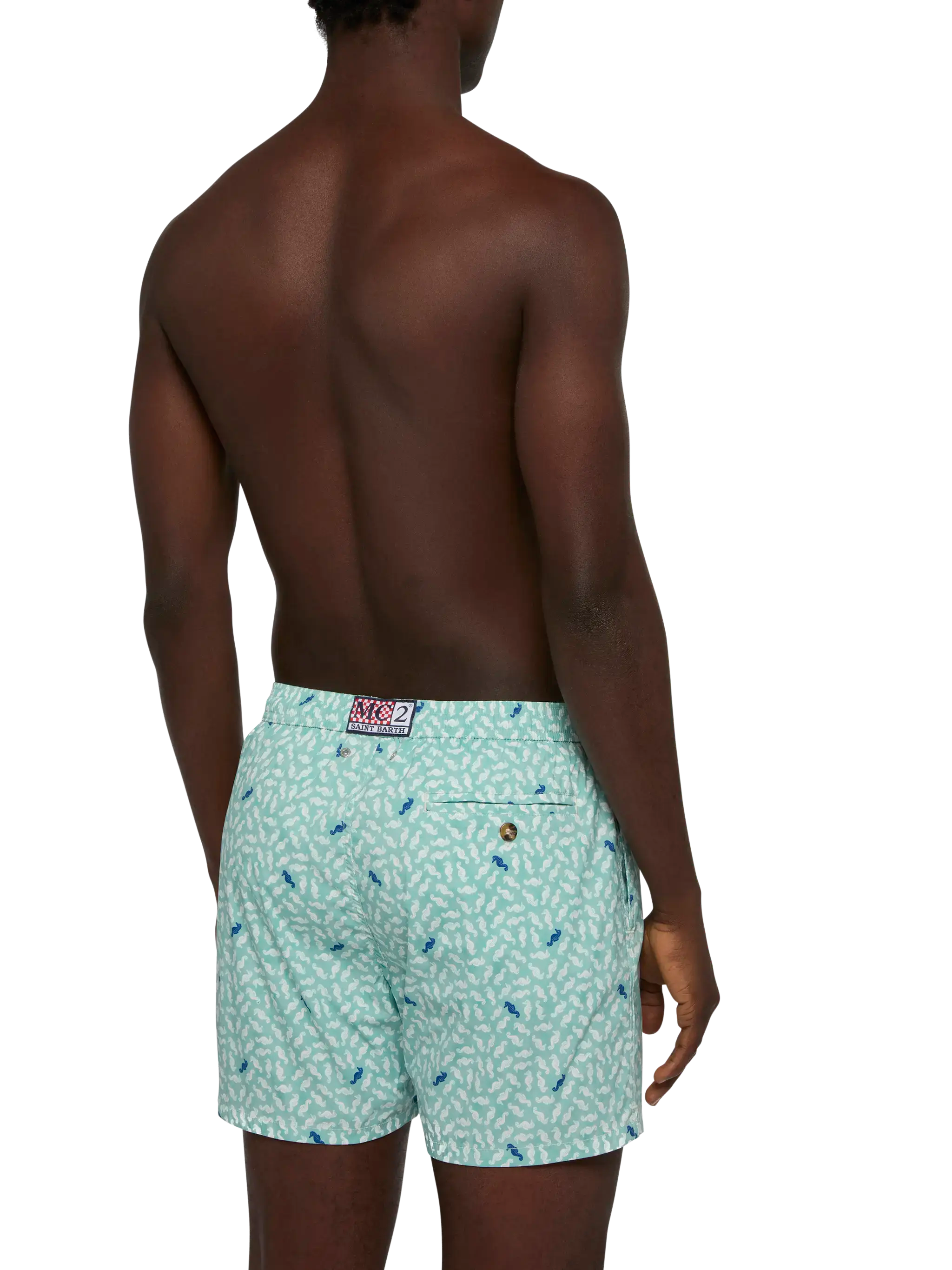 Comfort Light Swim Shorts With Sea Horse Print Green Swimshort
