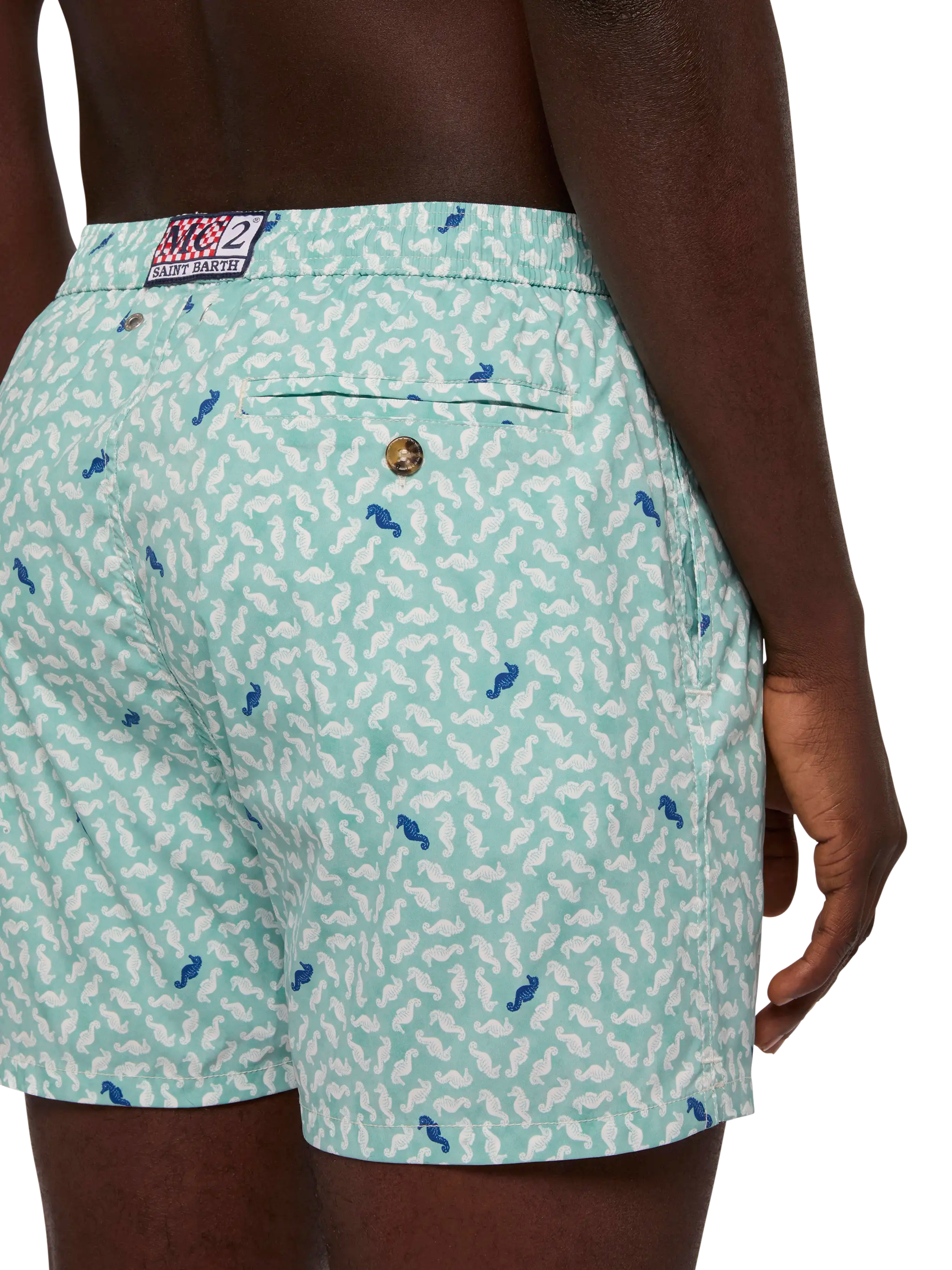 Comfort Light Swim Shorts With Sea Horse Print Green Swimshort