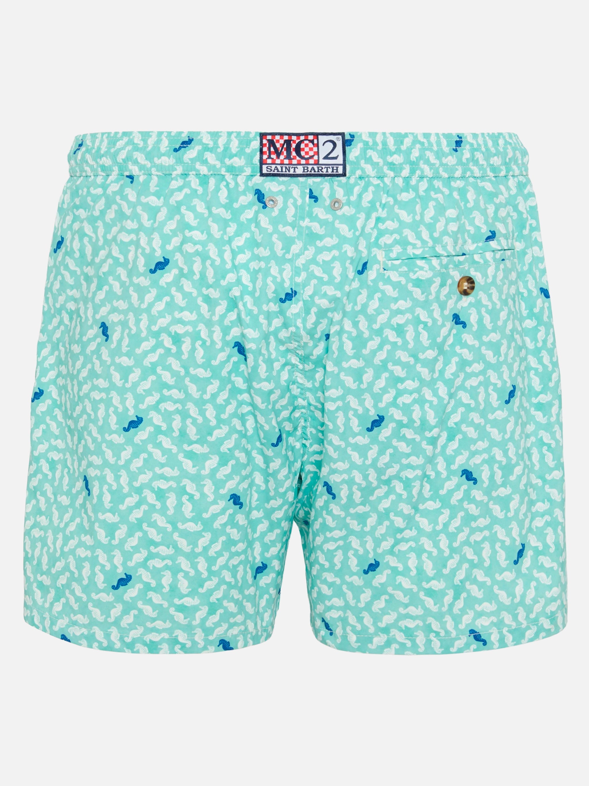 Comfort Light Swim Shorts With Sea Horse Print Green Swimshort