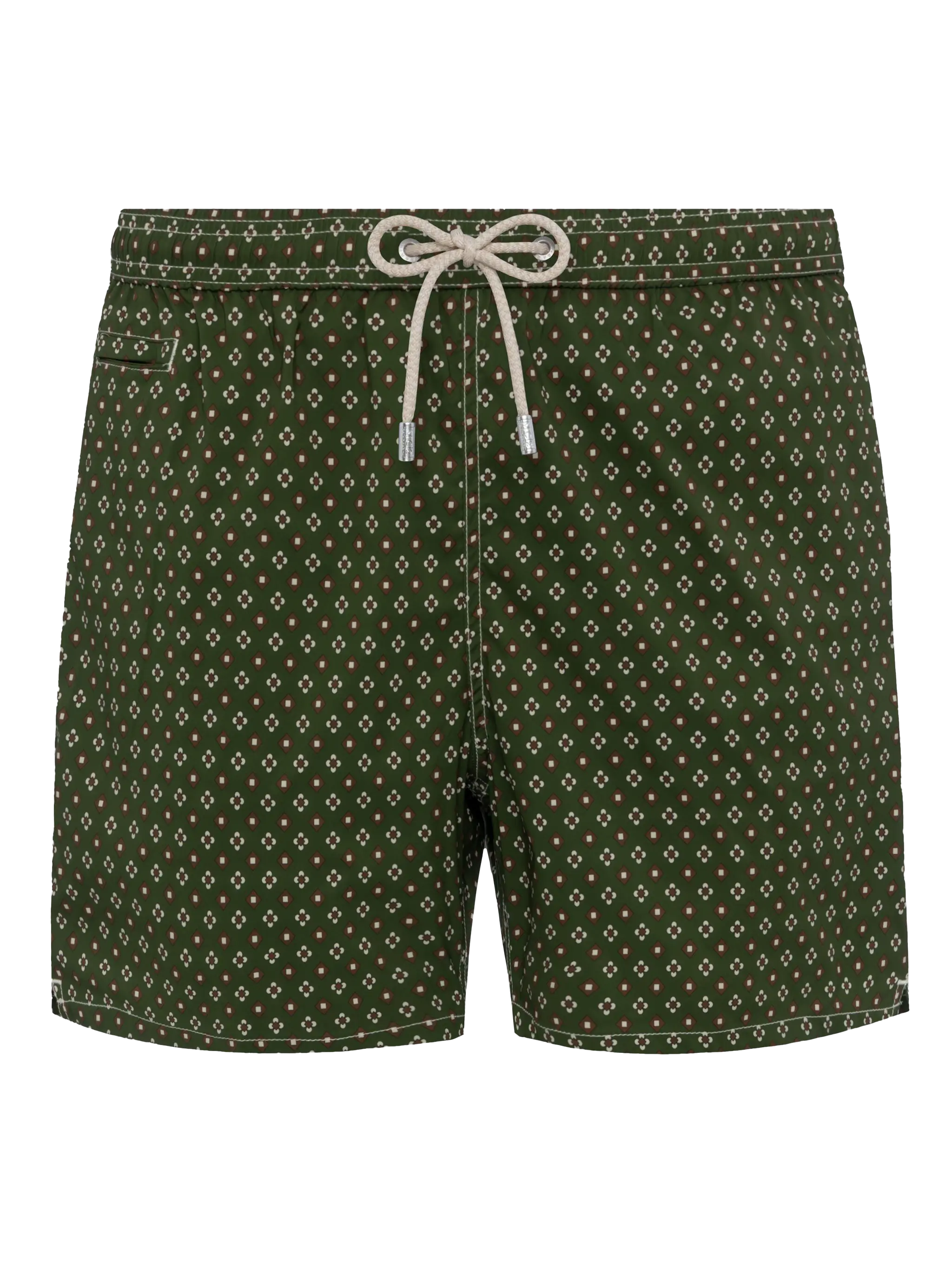 Comfort Light Swim Shorts With Tie Print Green Swimshort