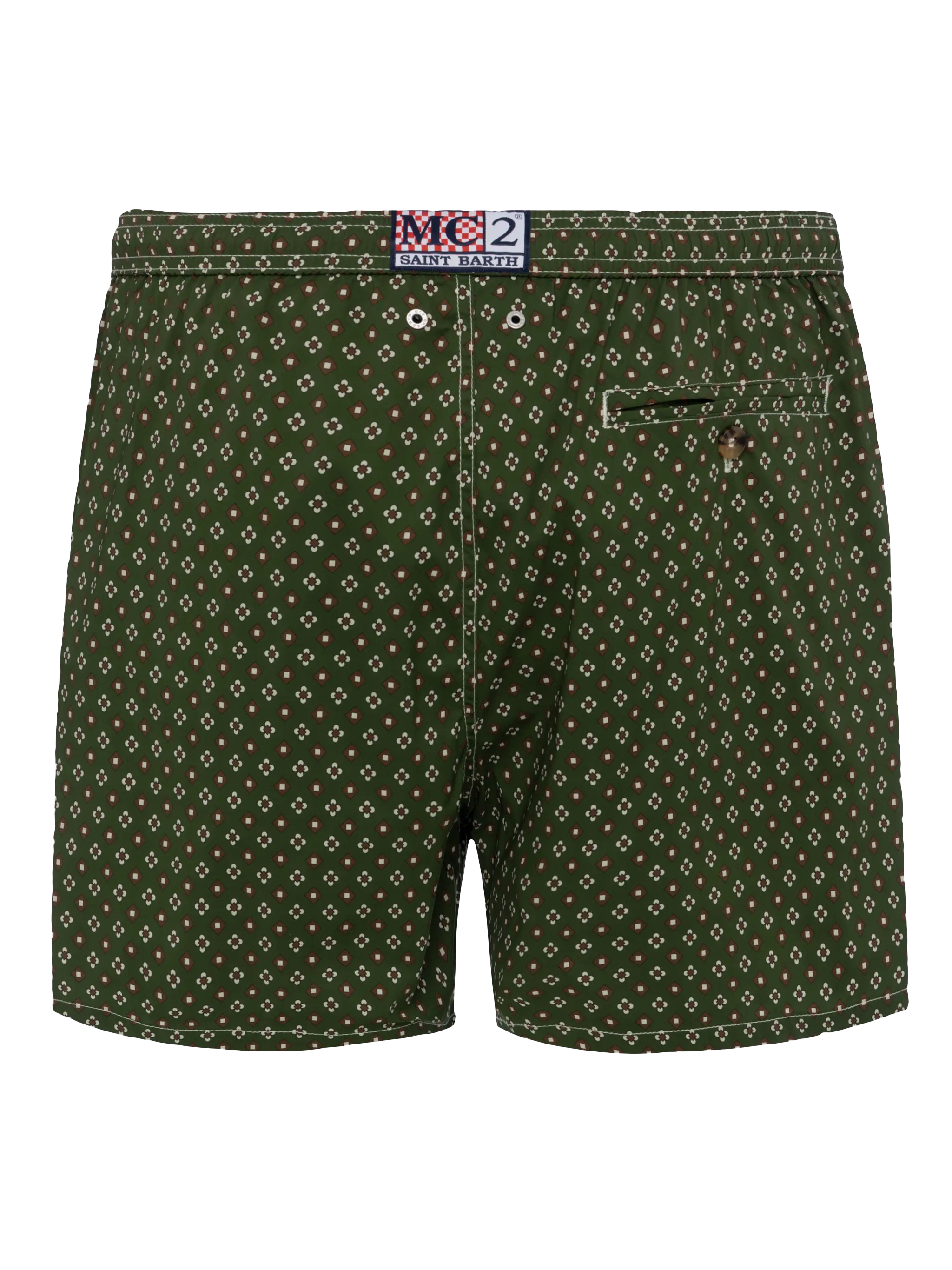 Comfort Light Swim Shorts With Tie Print Green Swimshort