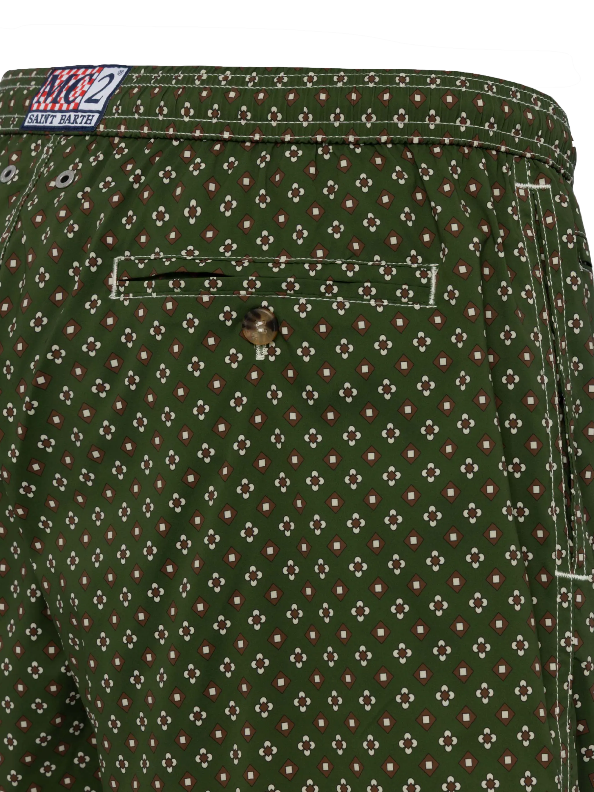 Comfort Light Swim Shorts With Tie Print Green Swimshort