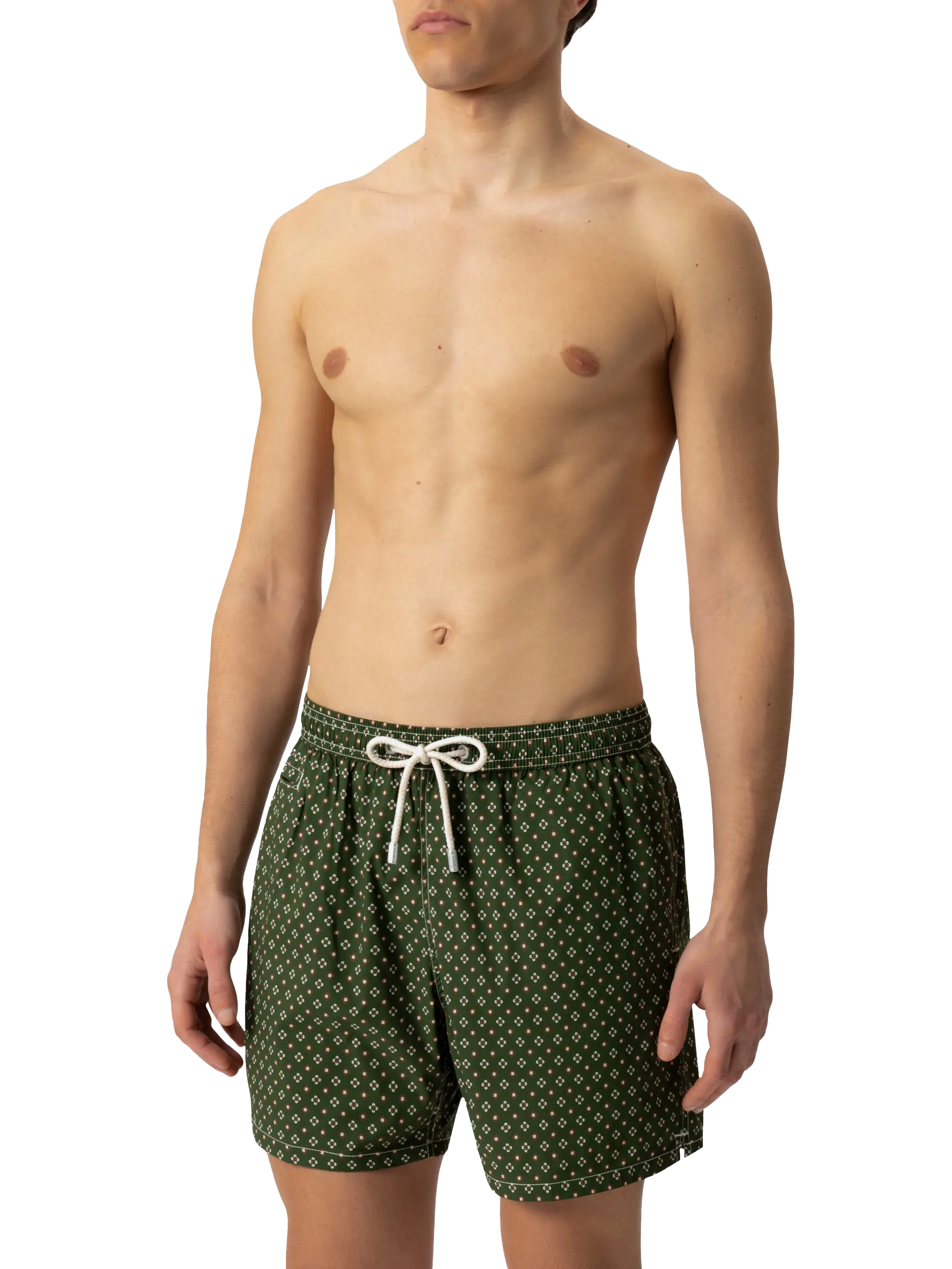 Comfort Light Swim Shorts With Tie Print Green Swimshort