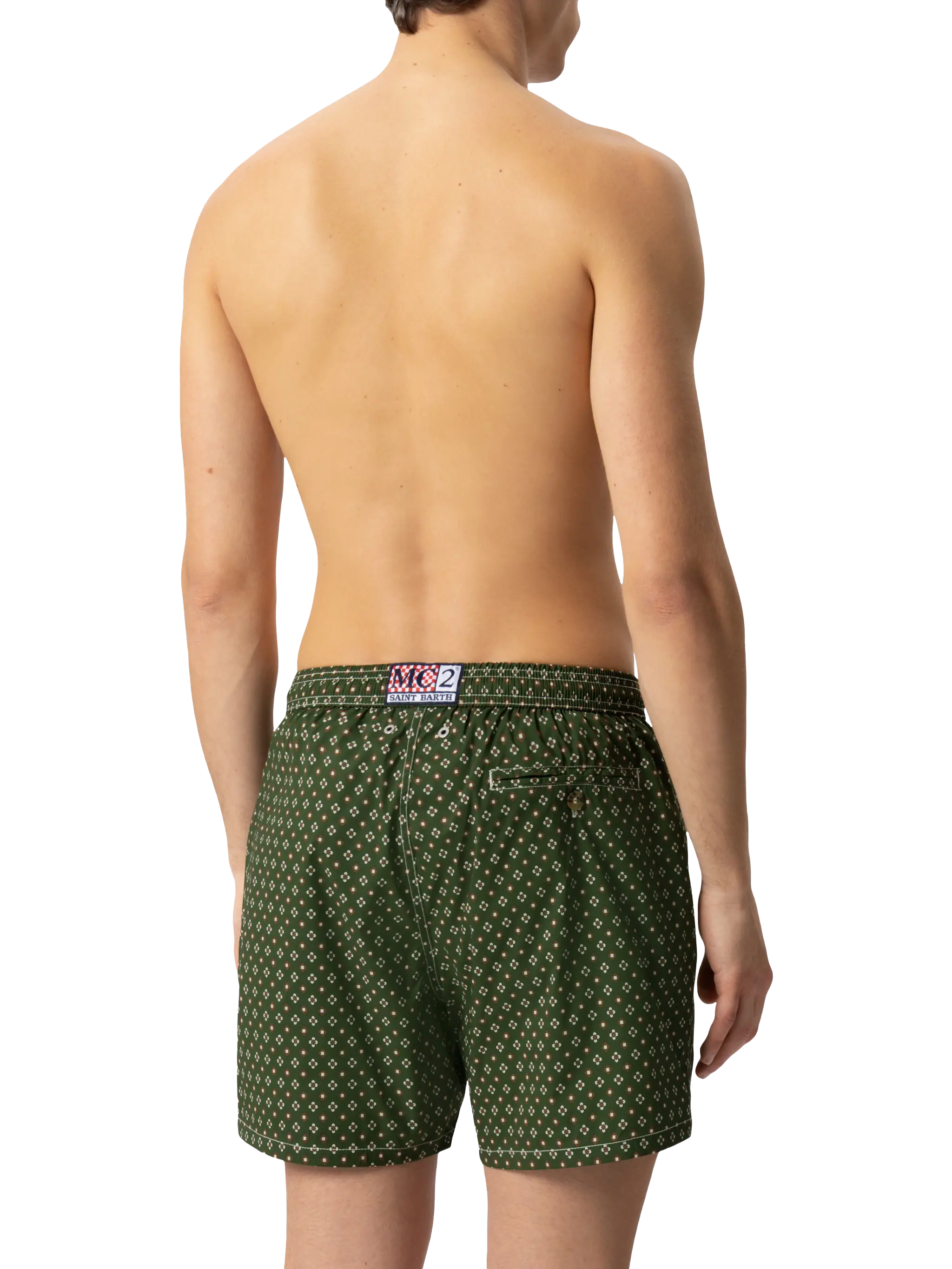 Comfort Light Swim Shorts With Tie Print Green Swimshort