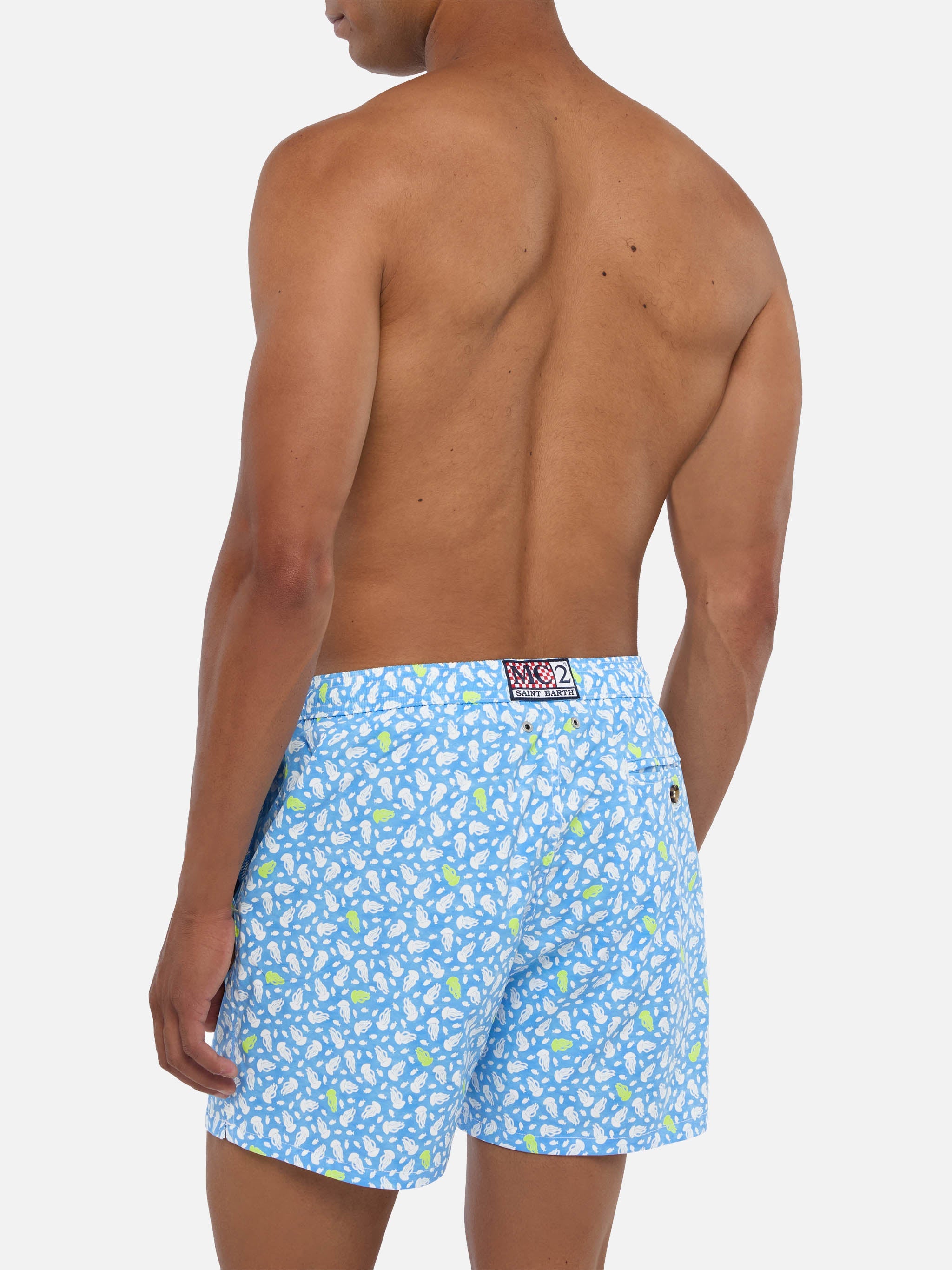 Comfort Light Swim Shorts With Jelly Fish Print Blue Swimshort