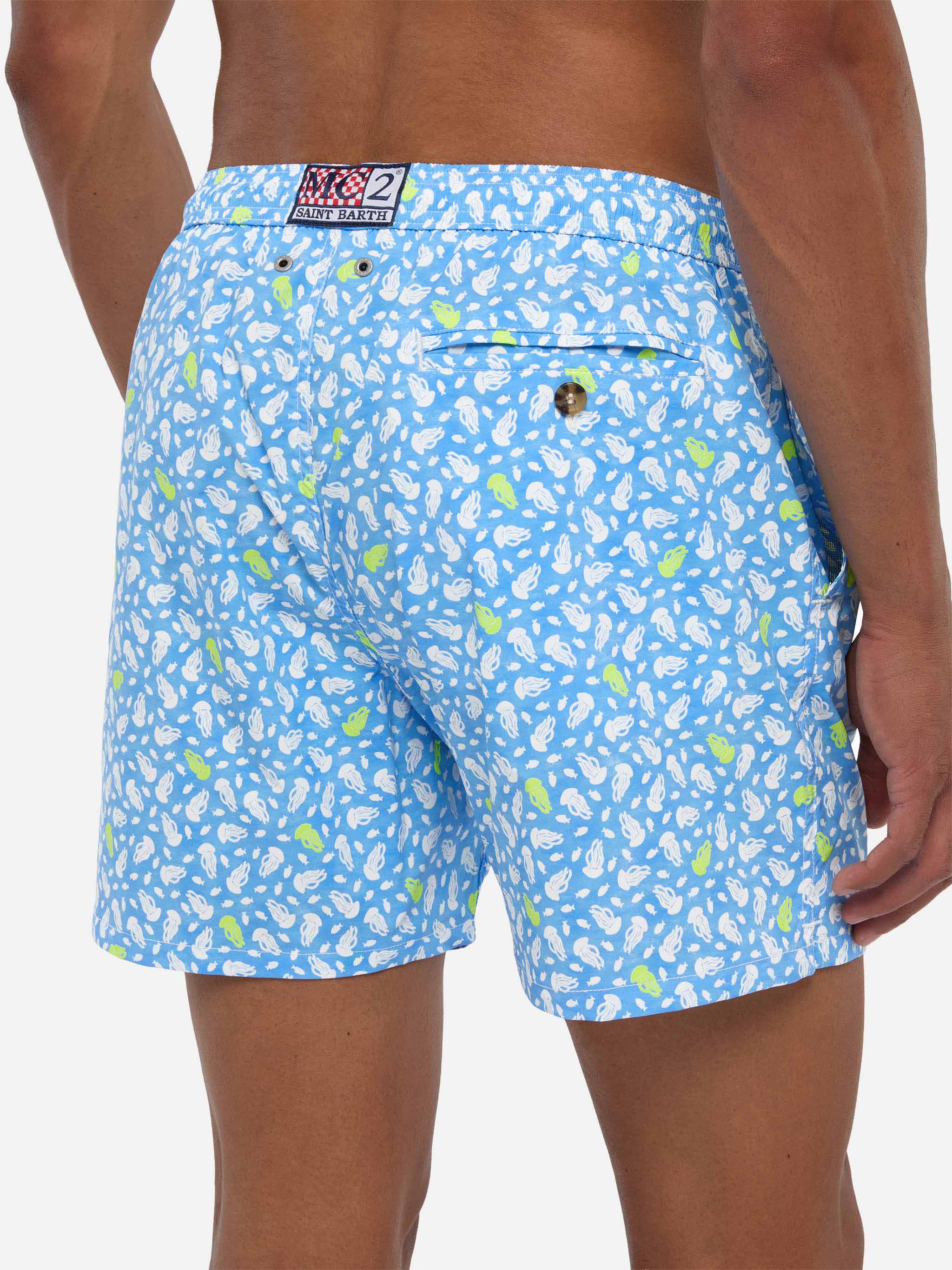 Comfort Light Swim Shorts With Jelly Fish Print Blue Swimshort