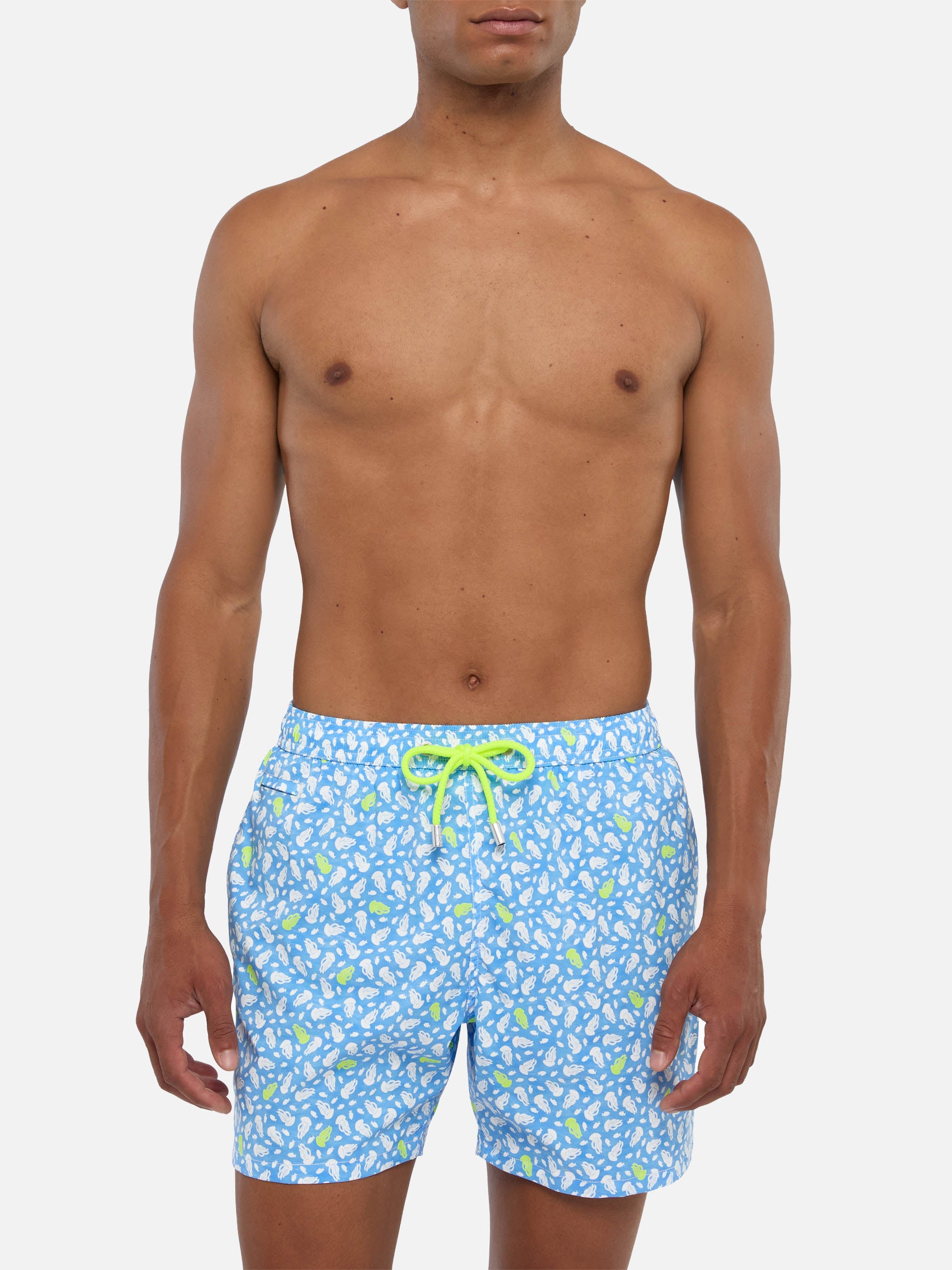 Comfort Light Swim Shorts With Jelly Fish Print Blue Swimshort