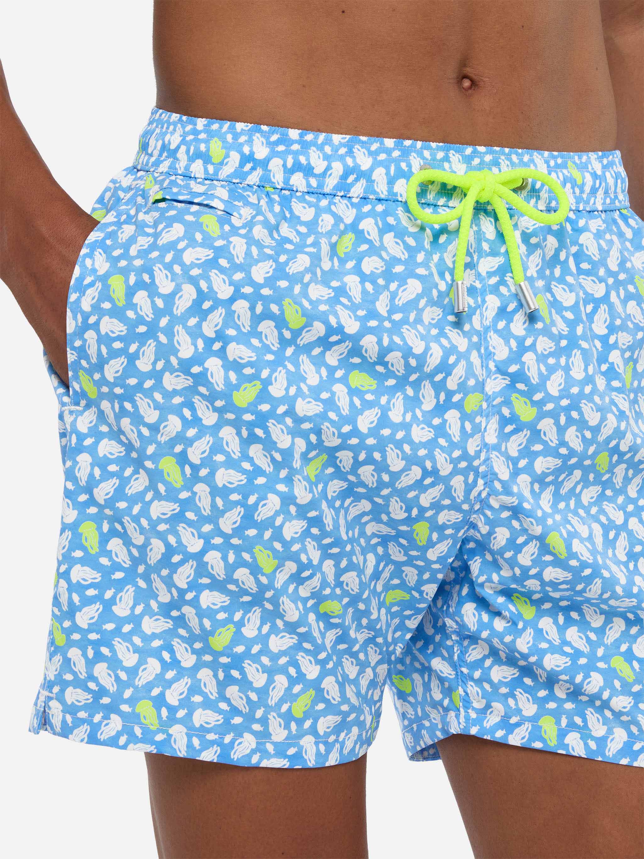 Comfort Light Swim Shorts With Jelly Fish Print Blue Swimshort