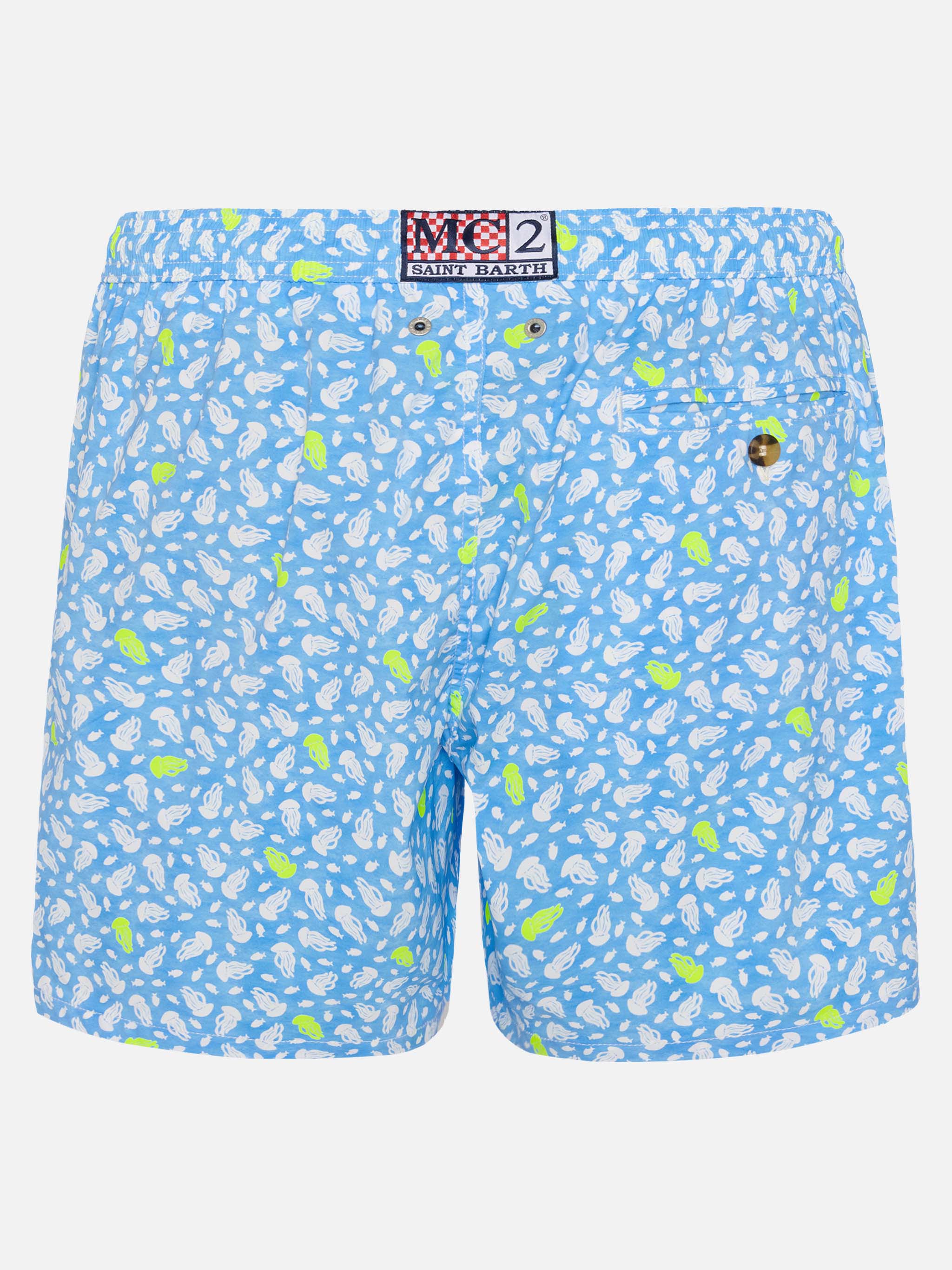 Comfort Light Swim Shorts With Jelly Fish Print Blue Swimshort