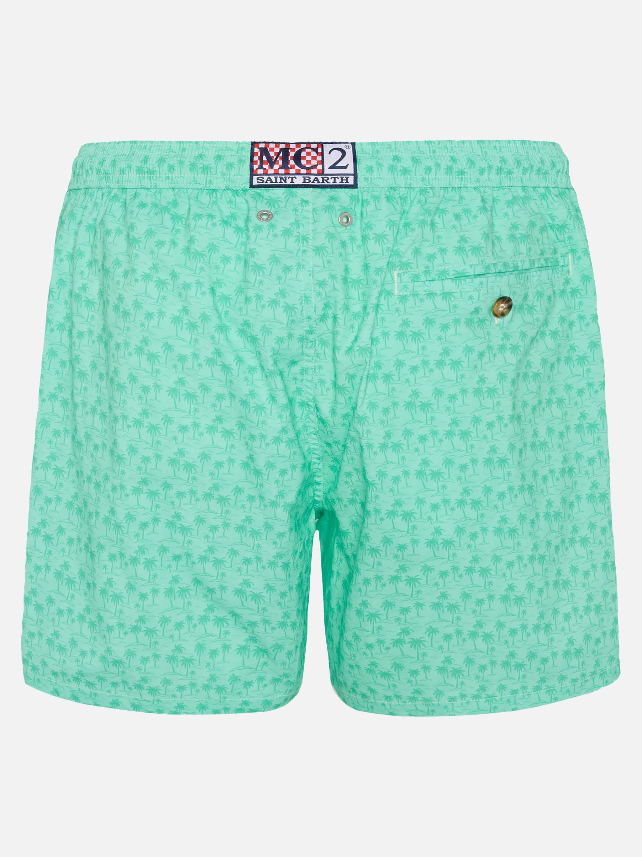 Comfort Light Swim Shorts With Palms Print Green Swimshort