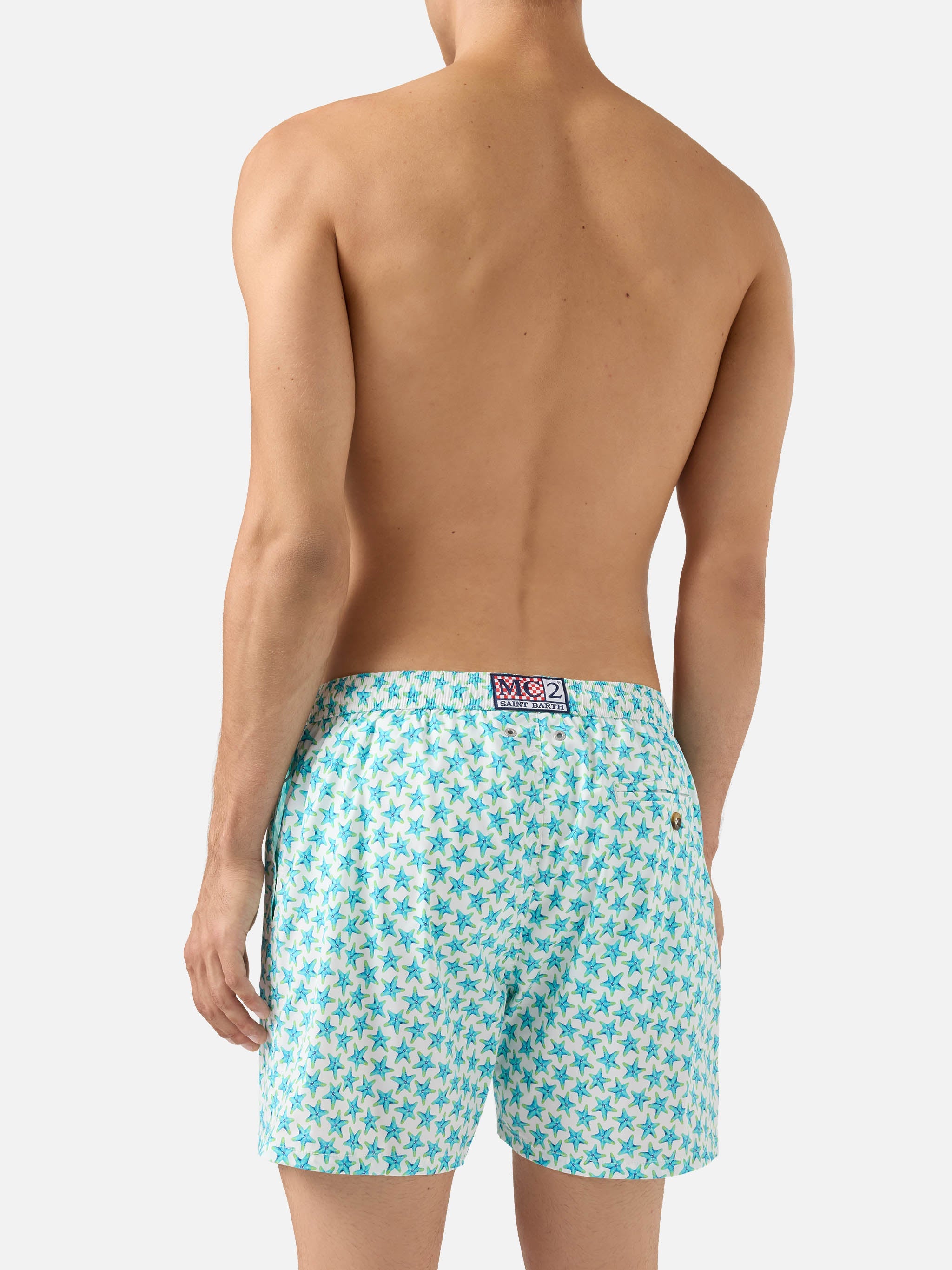 Comfort Light Swim Shorts With Starfish Print White Swimshort