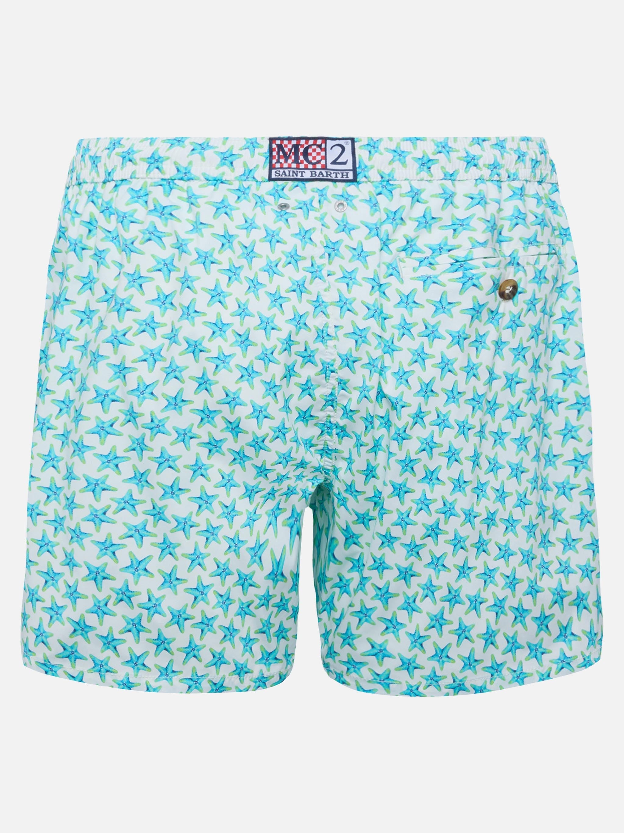 Comfort Light Swim Shorts With Starfish Print White Swimshort