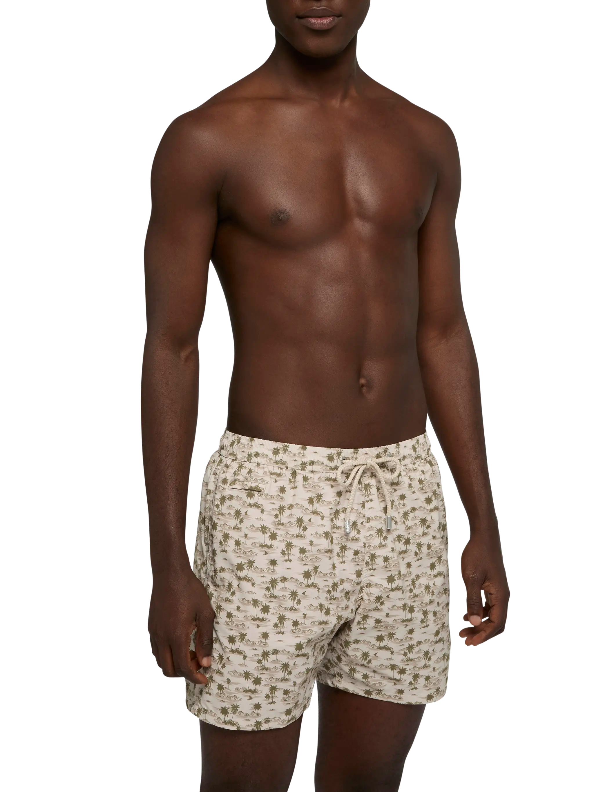 Comfort Light Swim Shorts With Beach Print __single__ Swimshort