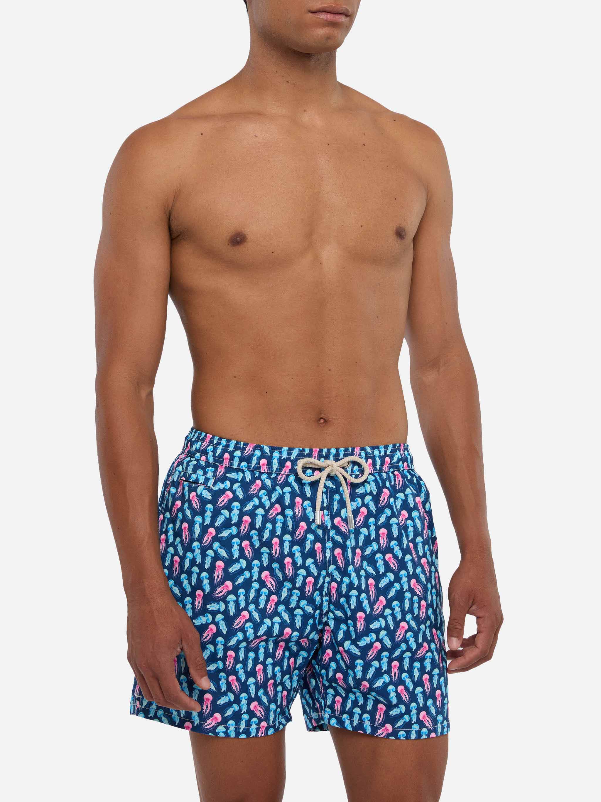 Comfort Light Swim Shorts With Jellyfish Print Blue Swimshort
