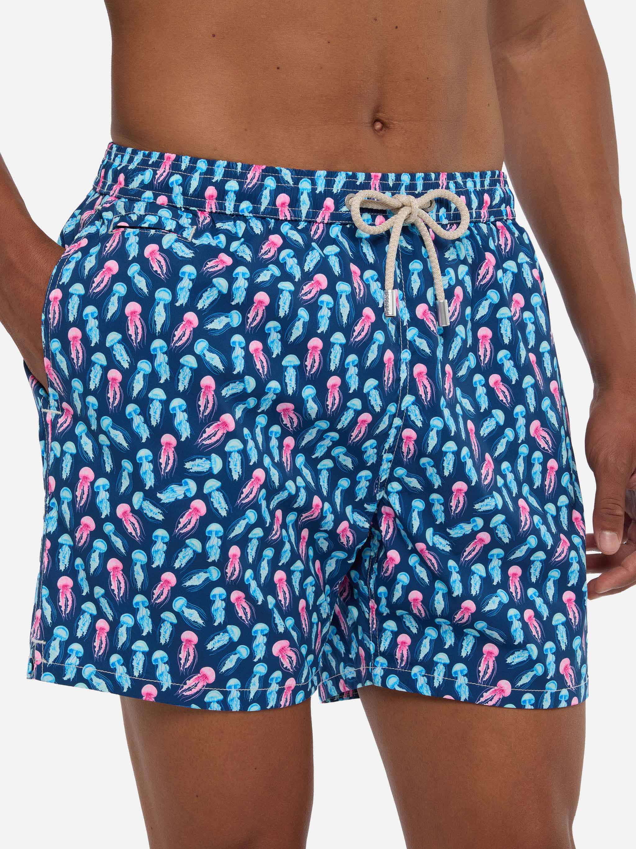 Comfort Light Swim Shorts With Jellyfish Print Blue Swimshort
