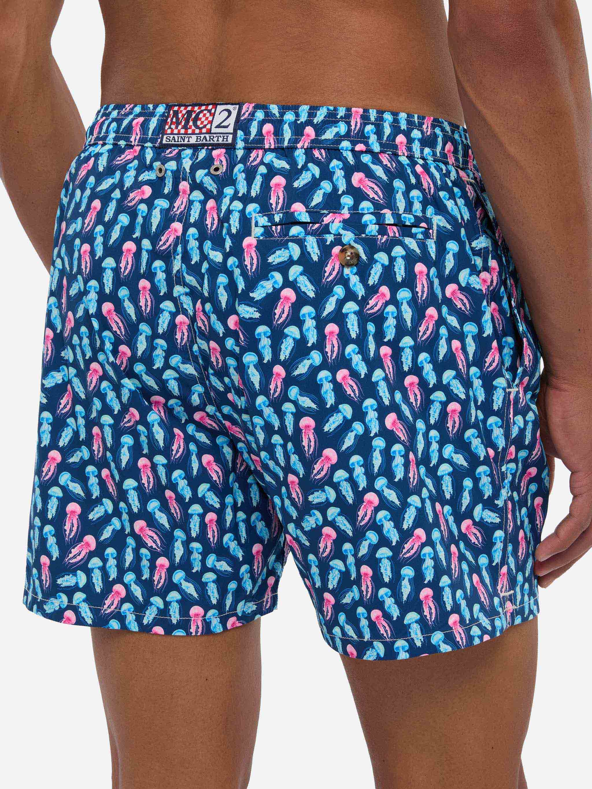 Comfort Light Swim Shorts With Jellyfish Print Blue Swimshort