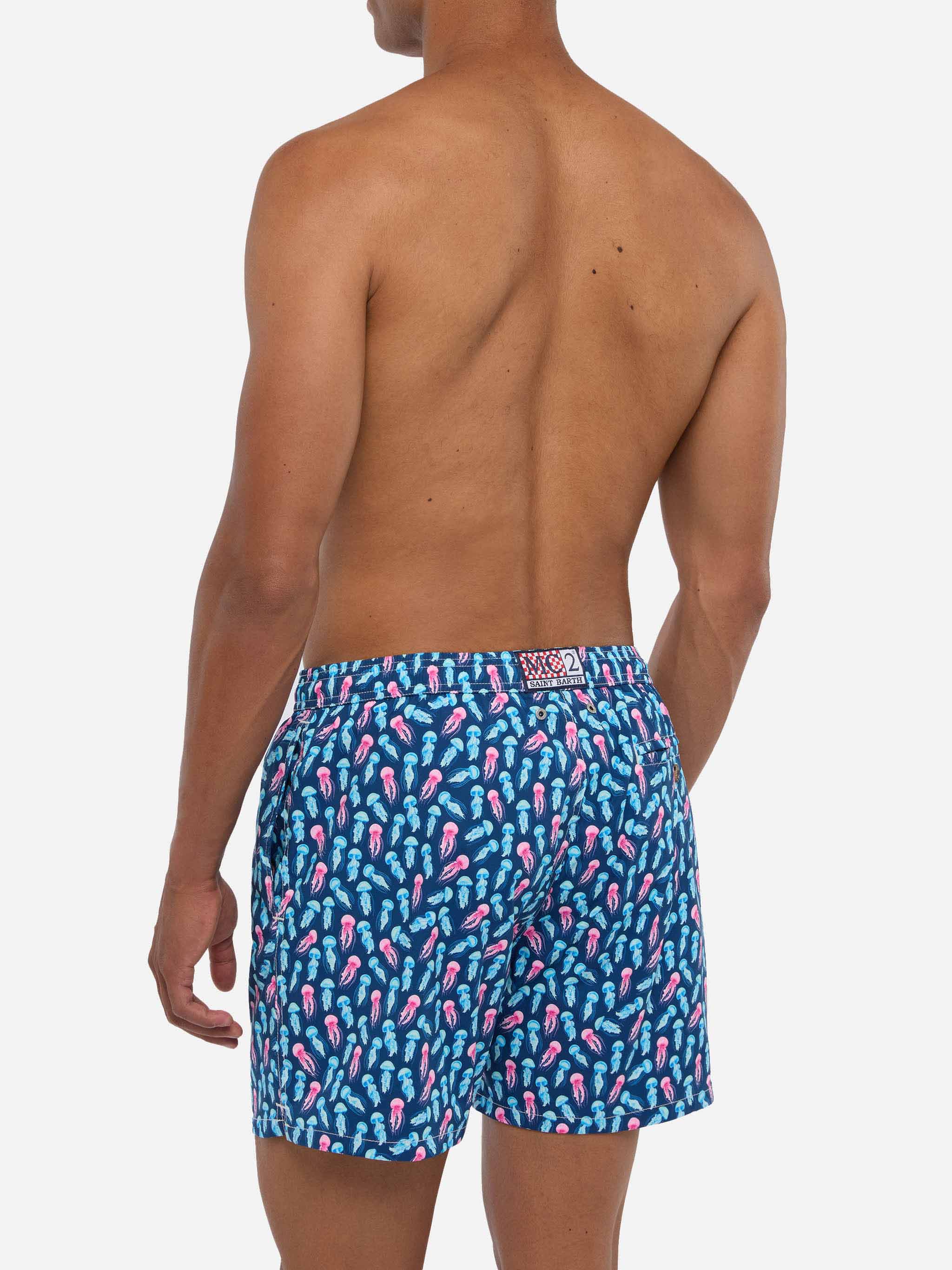 Comfort Light Swim Shorts With Jellyfish Print Blue Swimshort