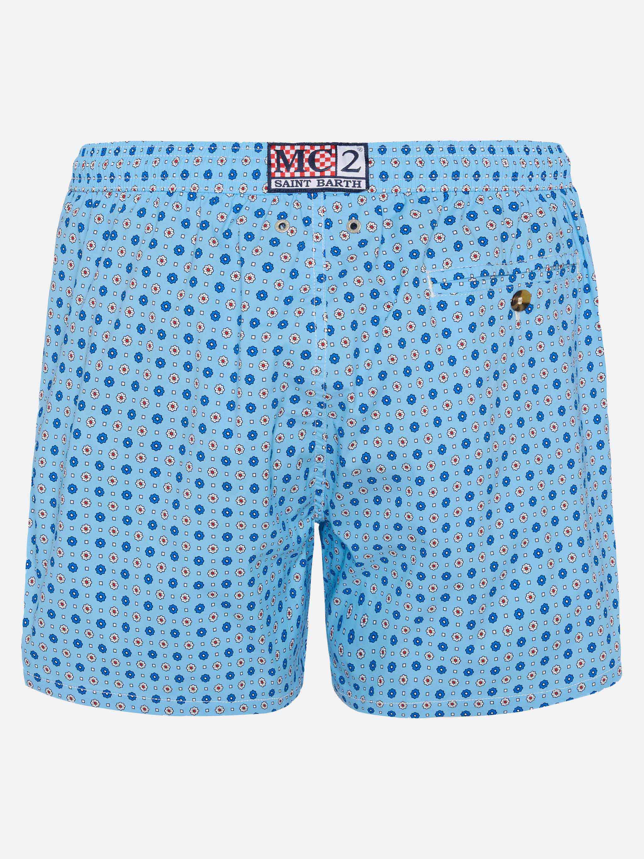 Comfort Light Swim Shorts With Micro Tie Print Blue Swimshort