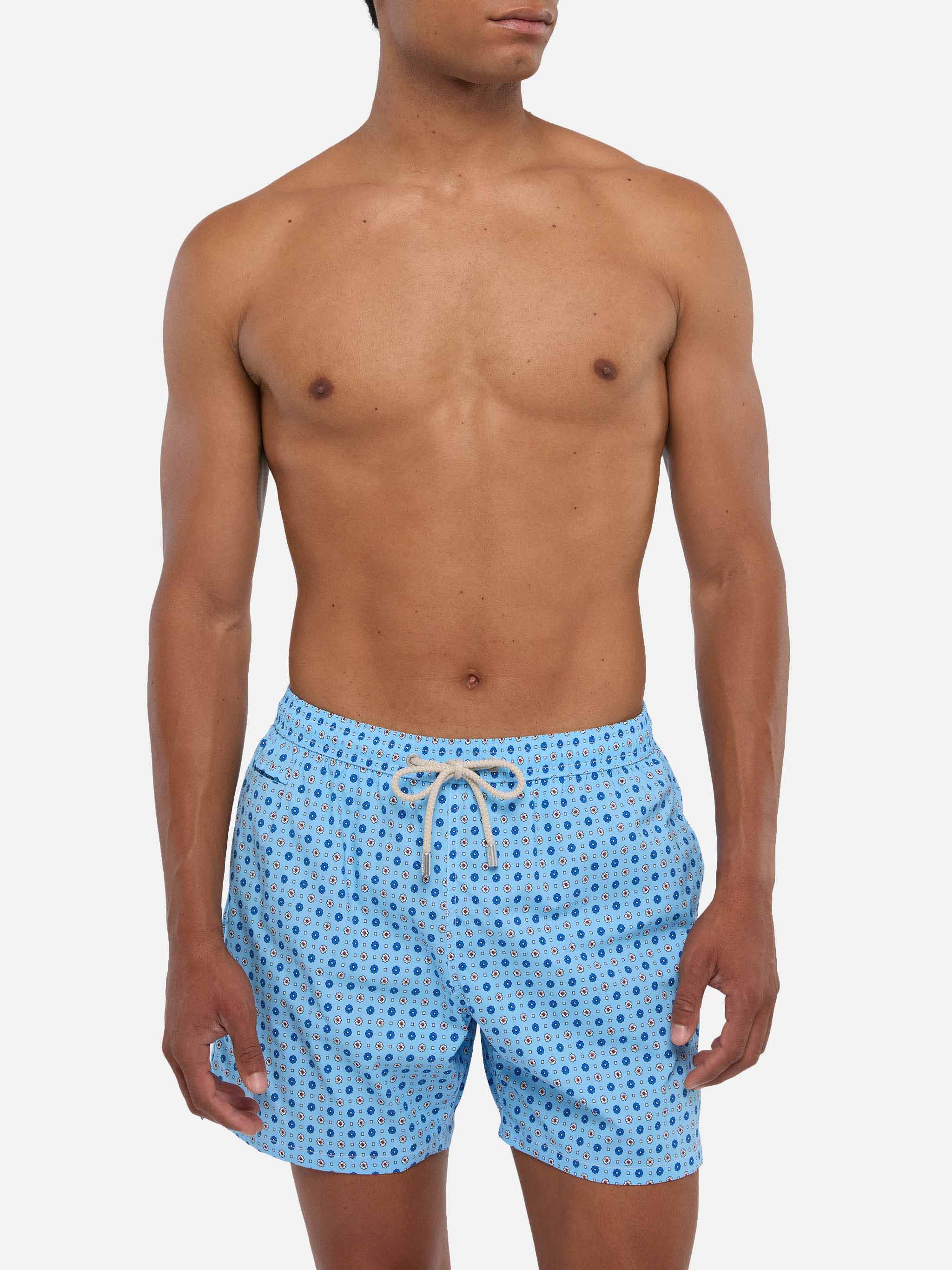 Comfort Light Swim Shorts With Micro Tie Print Blue Swimshort