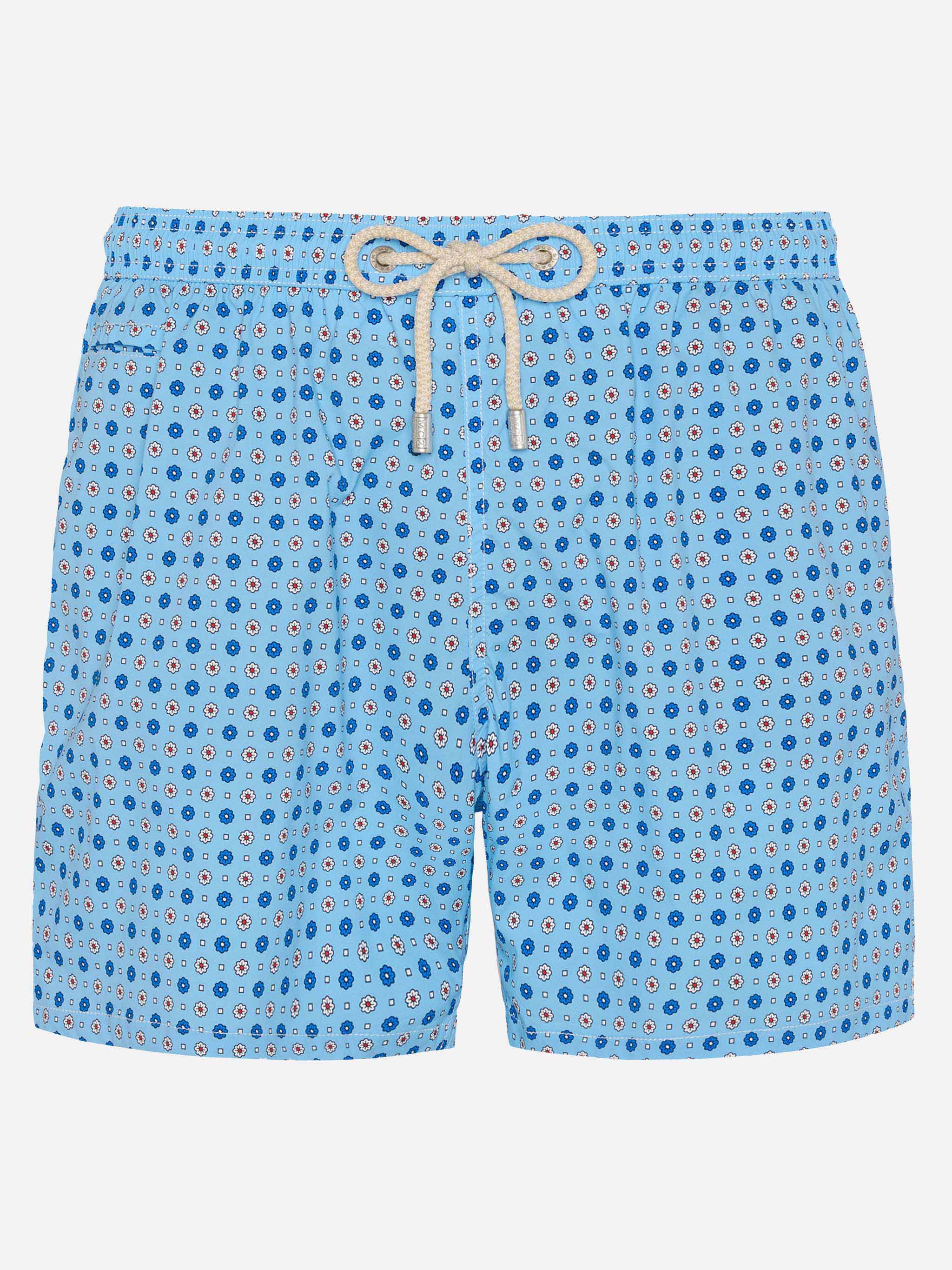 Comfort Light Swim Shorts With Micro Tie Print Blue Swimshort