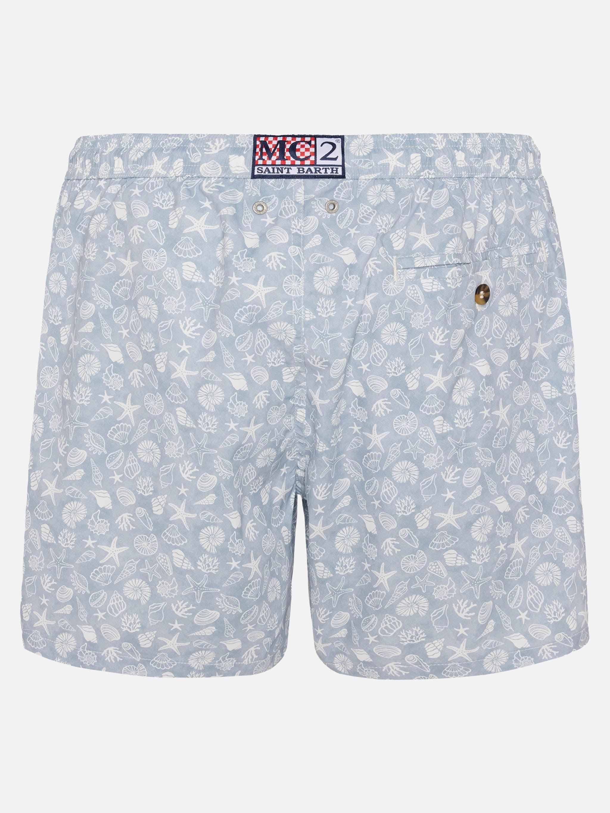 Comfort Light Swim Shorts With Shells Print Grey Swimshort