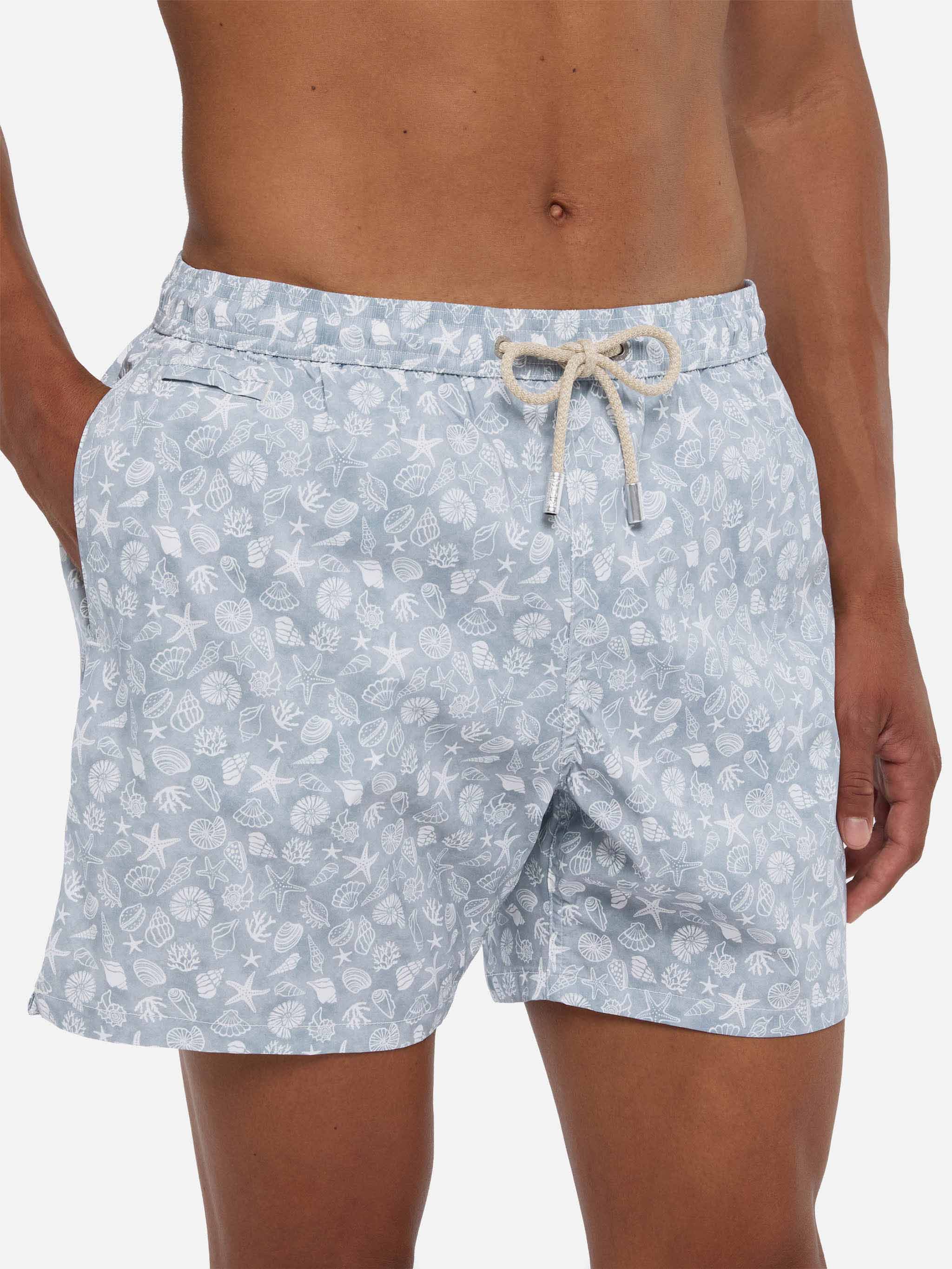 Comfort Light Swim Shorts With Shells Print Grey Swimshort