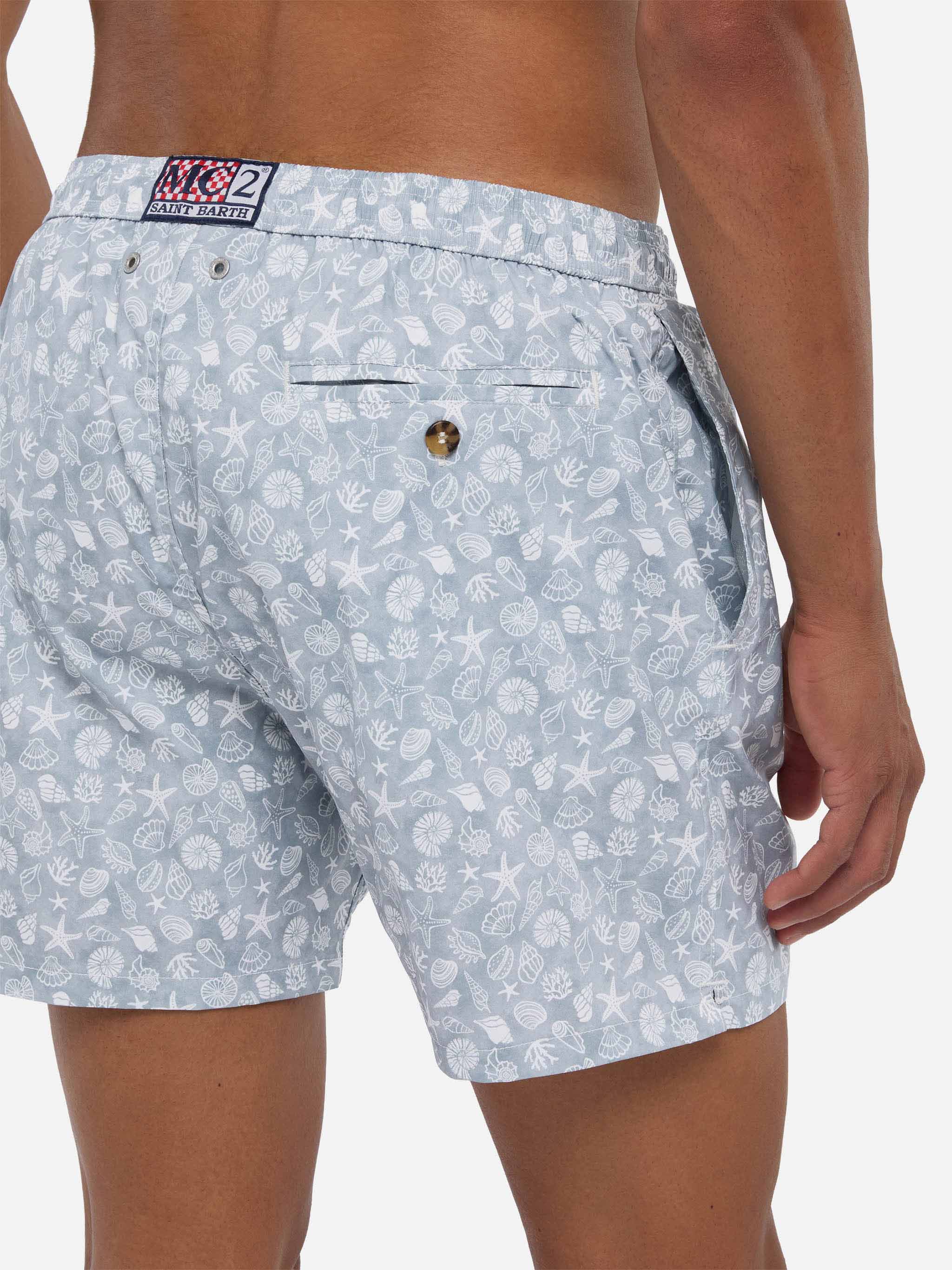 Comfort Light Swim Shorts With Shells Print Grey Swimshort