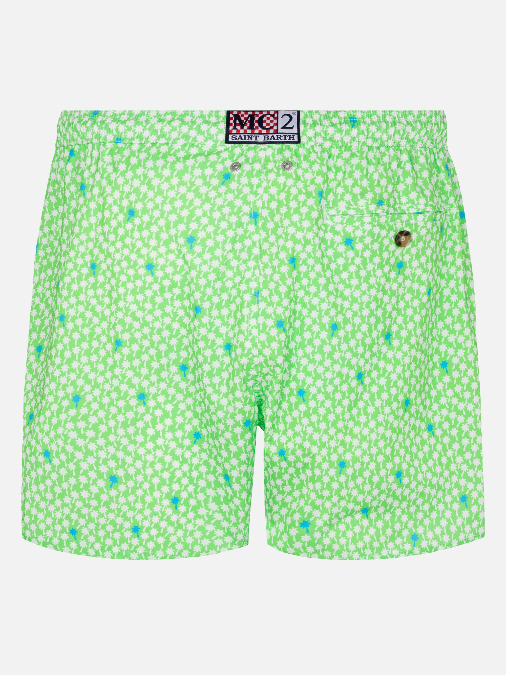 Comfort Light Swim Shorts With Palm Print Green Swimshort