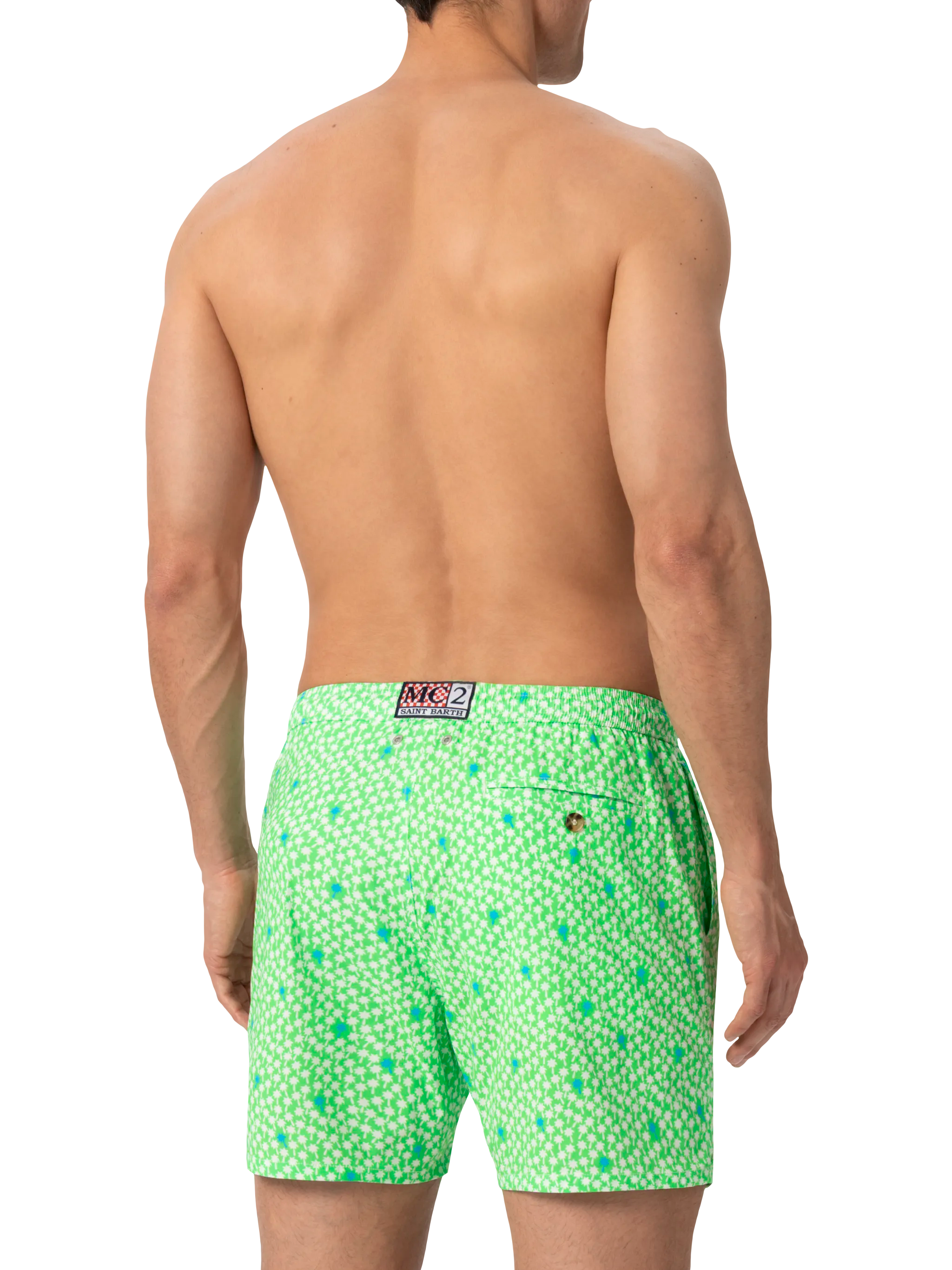 Comfort Light Swim Shorts With Palm Print Green Swimshort