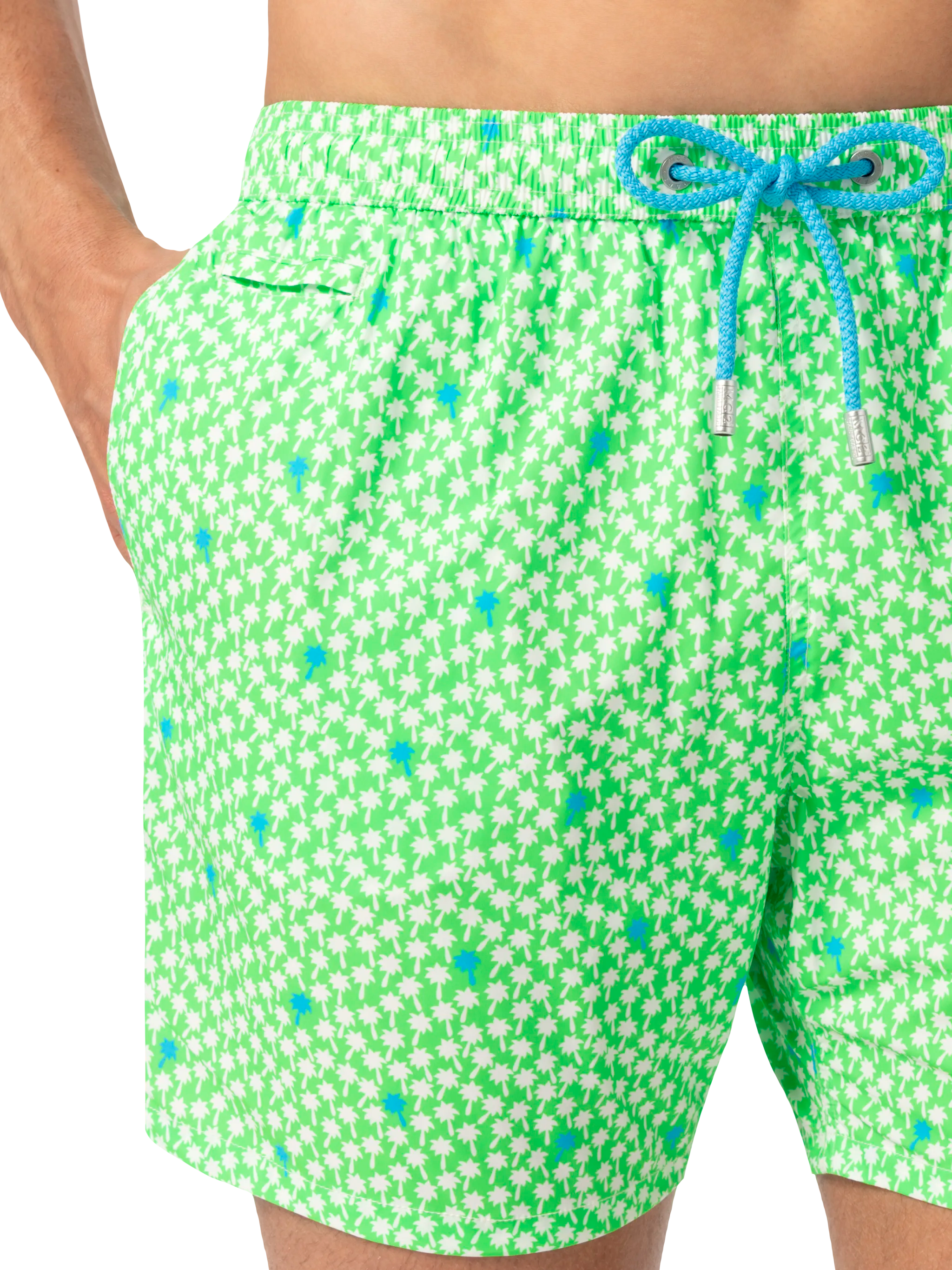 Comfort Light Swim Shorts With Palm Print Green Swimshort