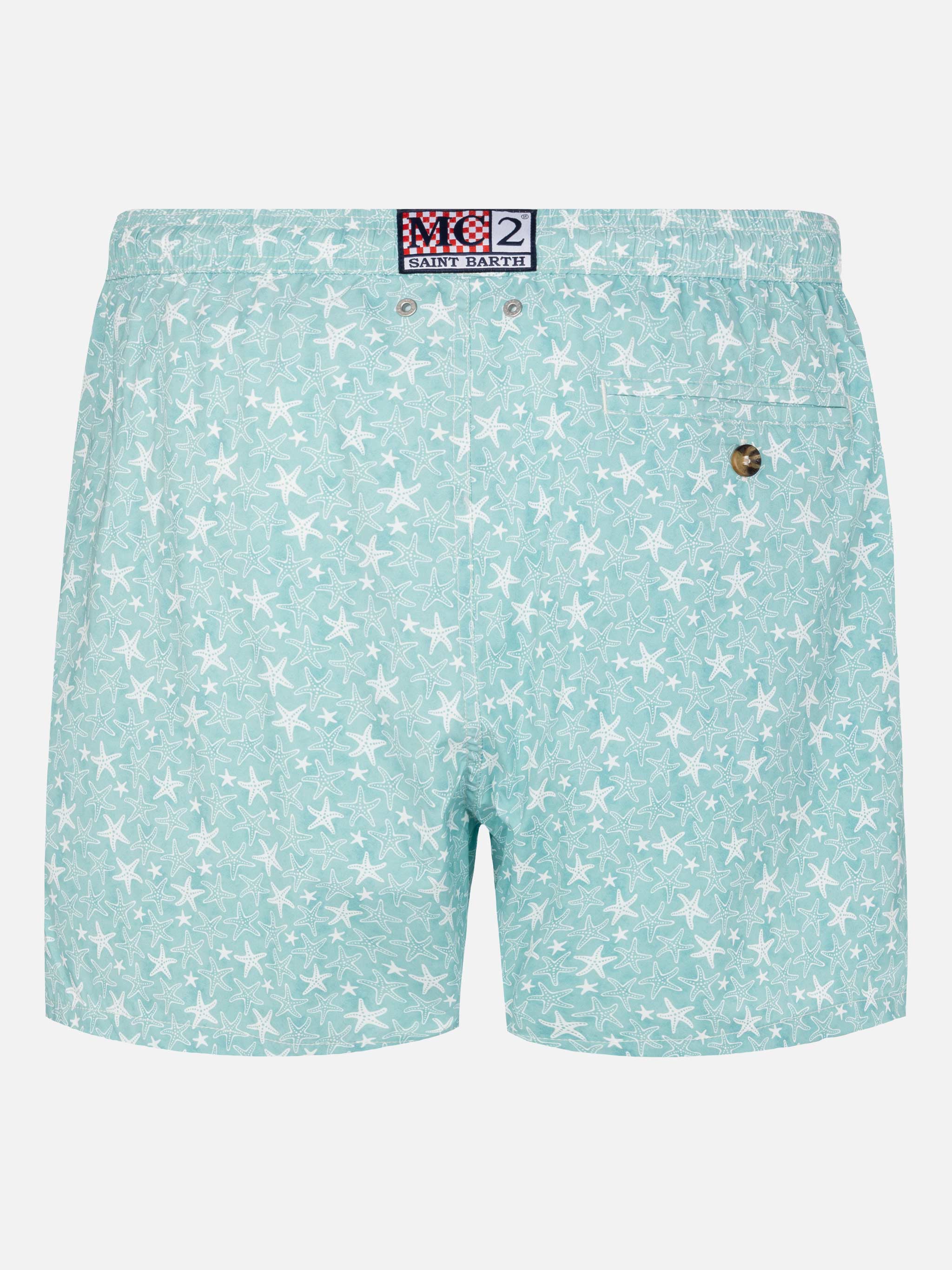 Comfort Light Swim Shorts With Tropical Shell Print Green Swimshort