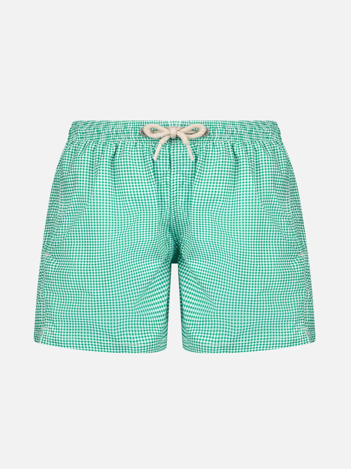 Classic Stretch Comfort Light Jr Swim Shorts With Gingham Print __single__ Swimshort