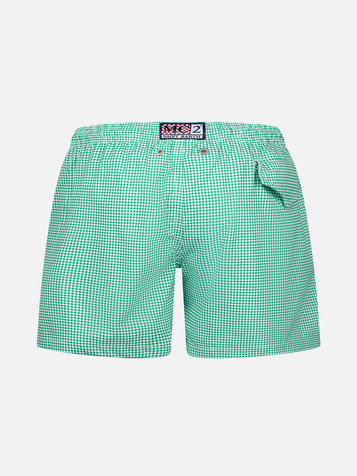 Classic Stretch Comfort Light Jr Swim Shorts With Gingham Print __single__ Swimshort
