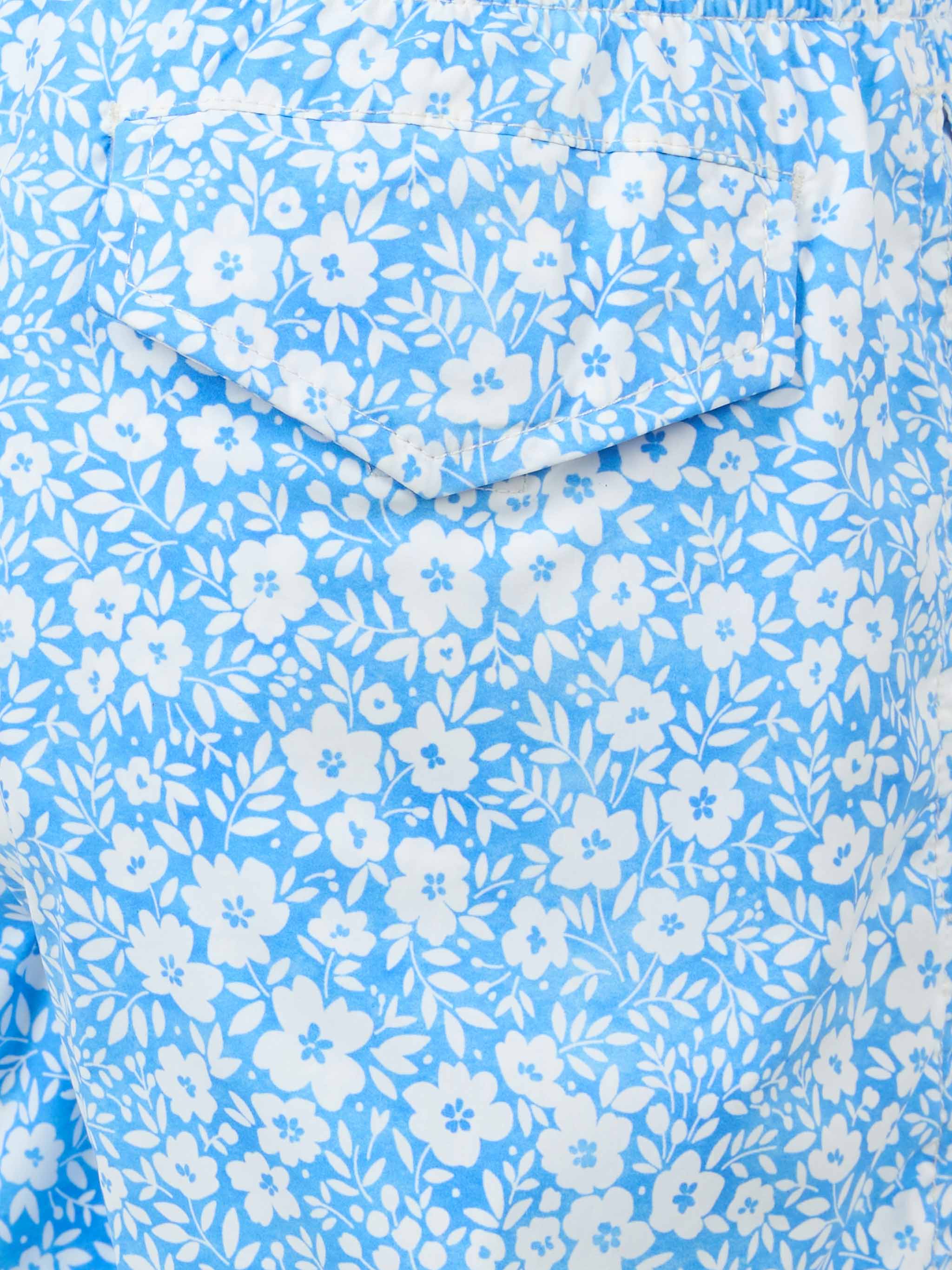 Comfort Light Classic Stretch Swim Shorts With Flower Print Sky Swimshort