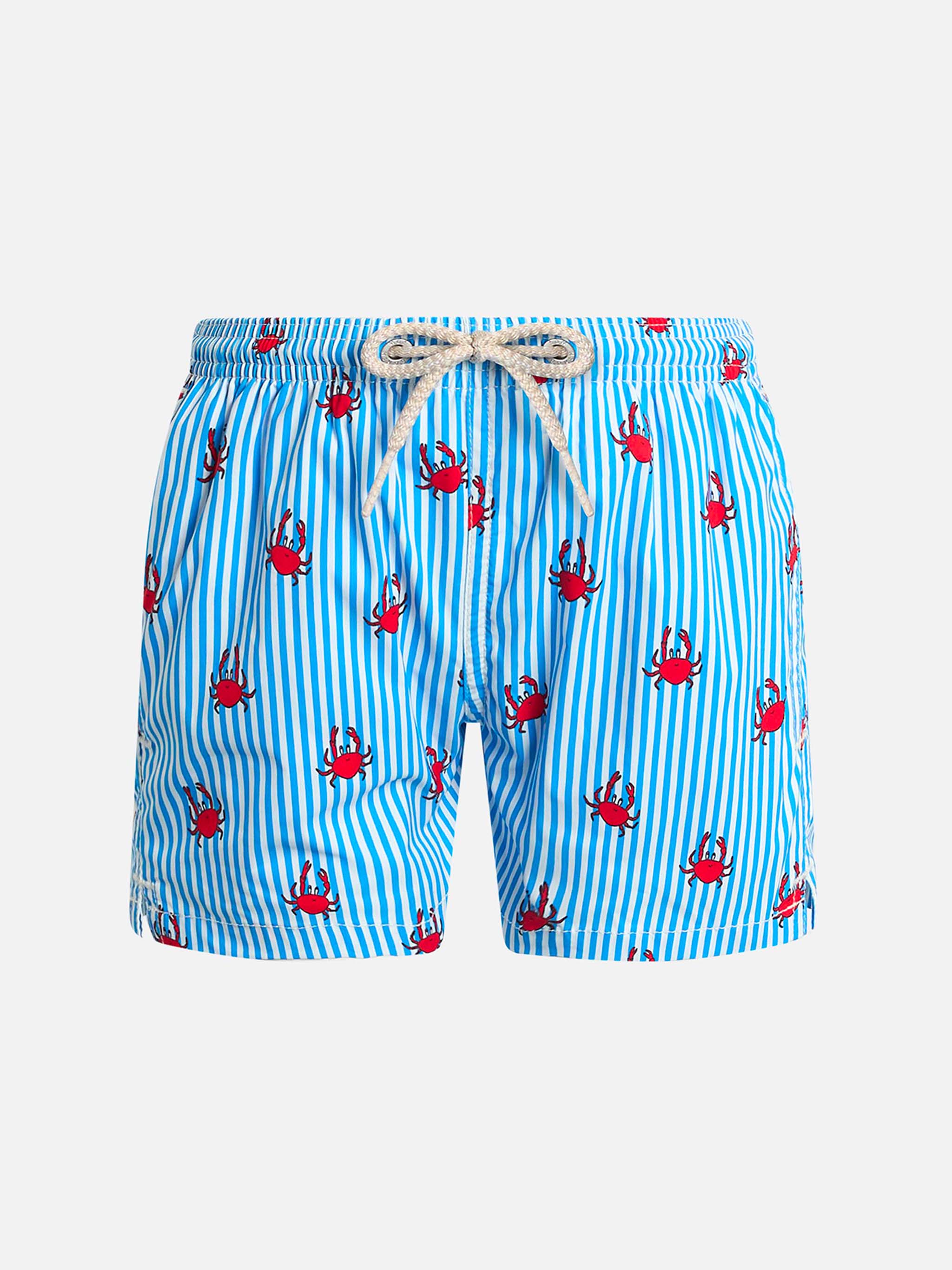 Boy Comfort Light Swim Shorts With Crabs Print Bluette Swimshort
