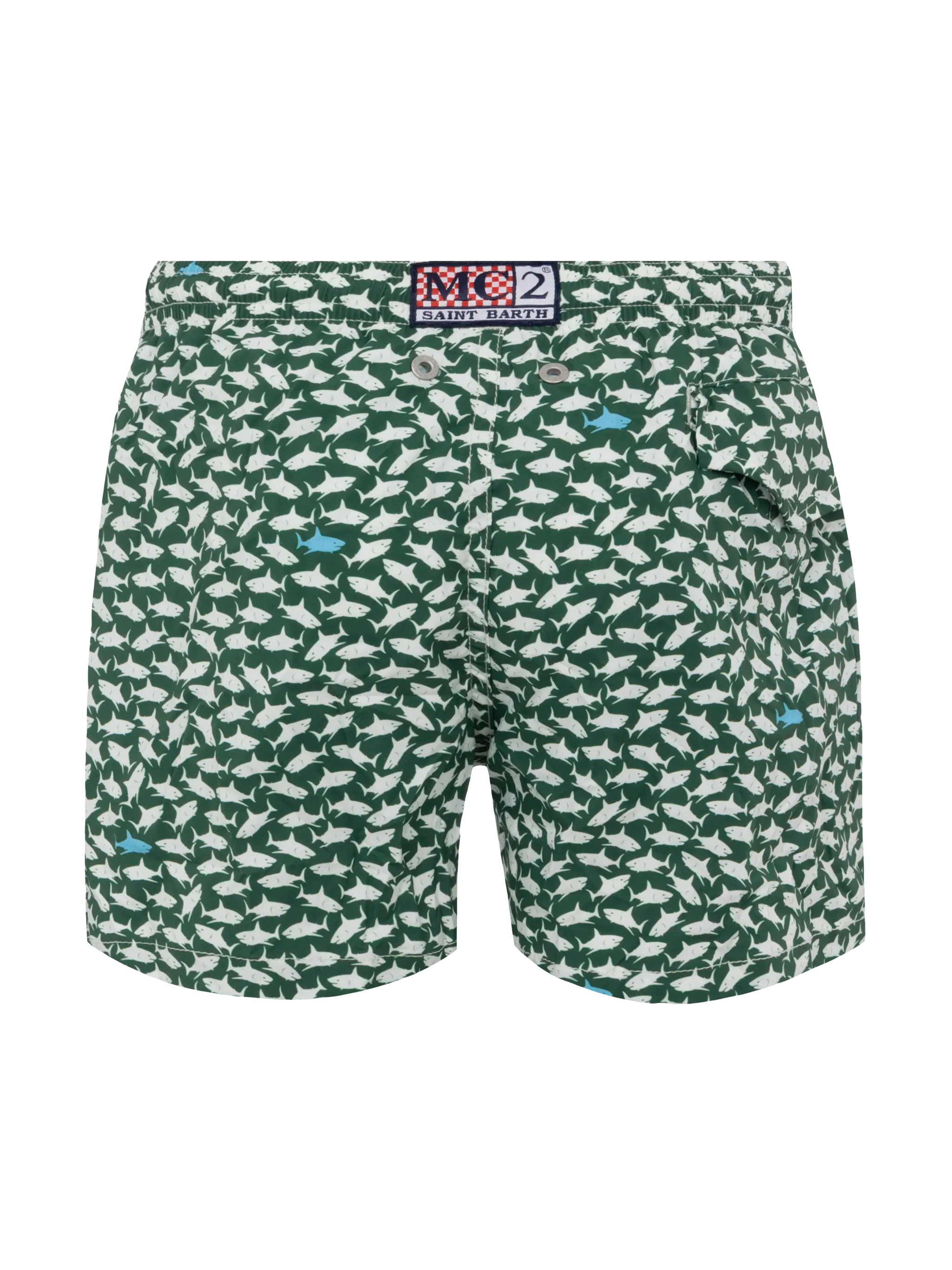 Comfort Light Swim Shorts With Shark Print Green Swimshort