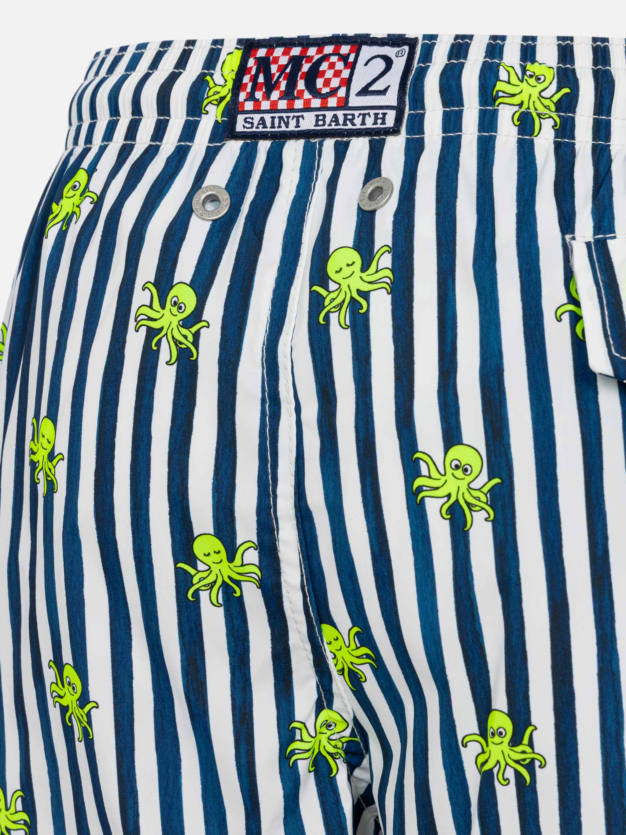 Comfort Light Swim Shorts With Octopus Print Blue Swimshort