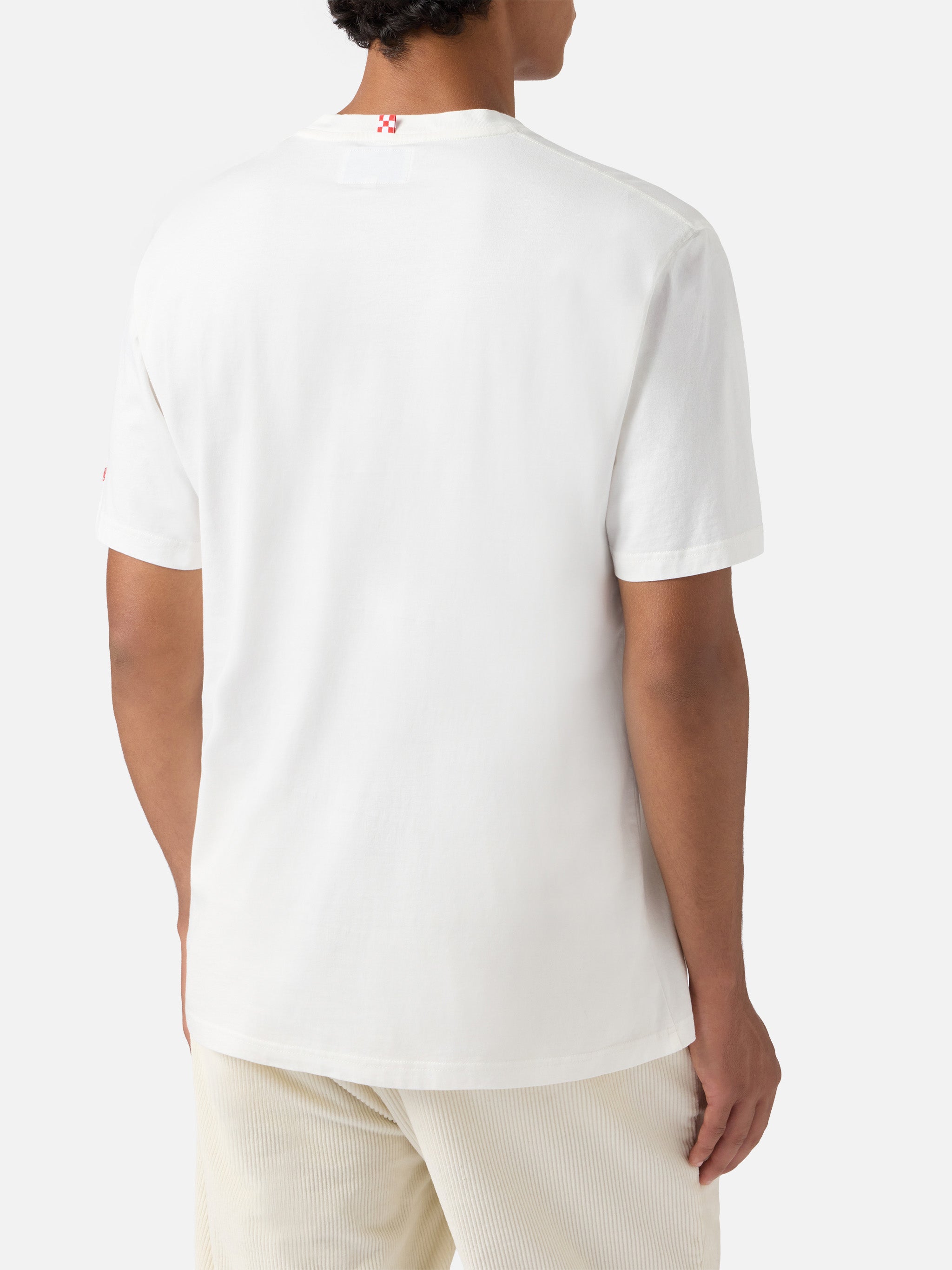 Connor Cotton T-Shirt White With Golden Hour Pocket Embroidery