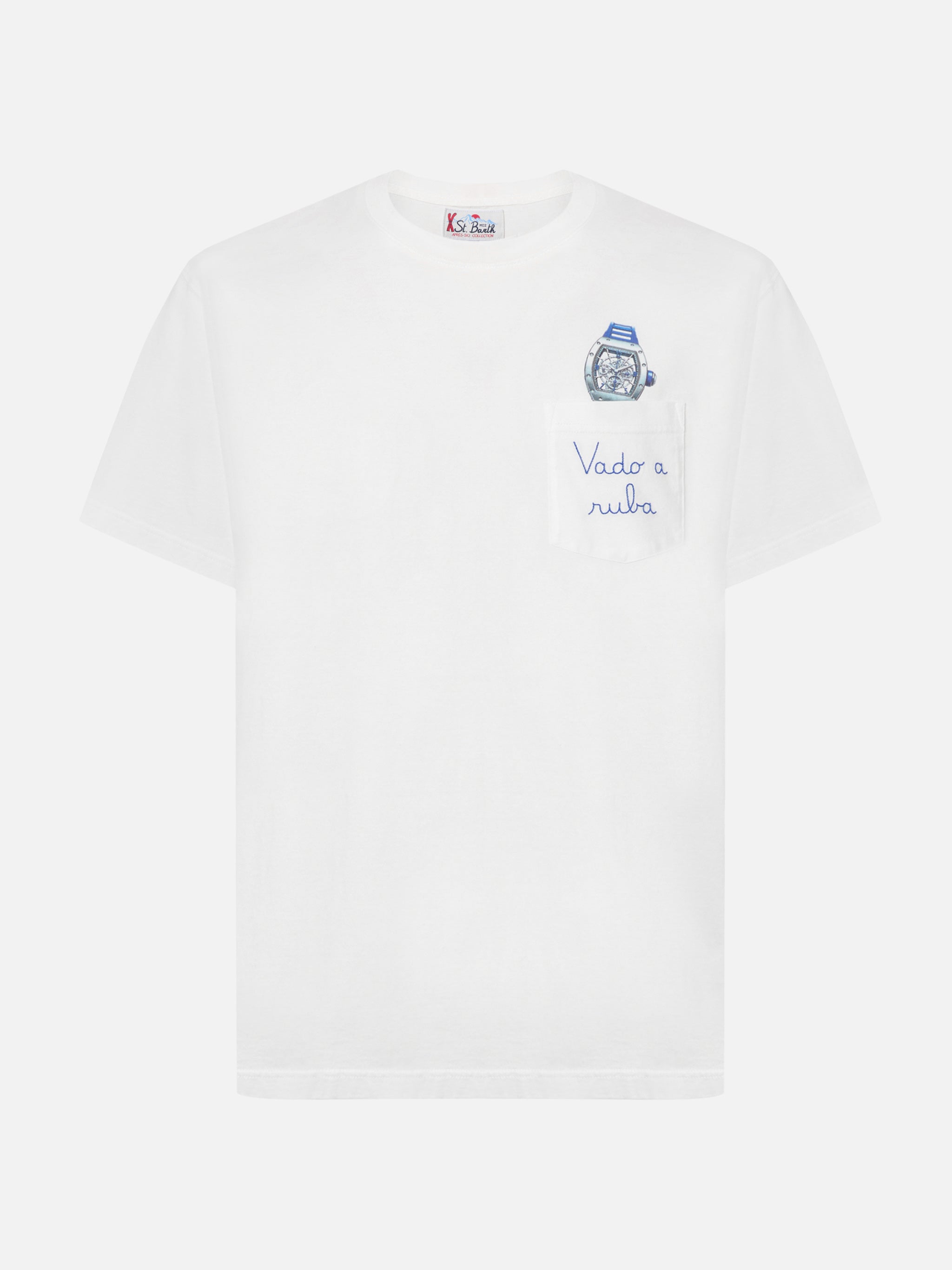 Connor Cotton T-Shirt White With Vado A Ruba Pocket Embroidery