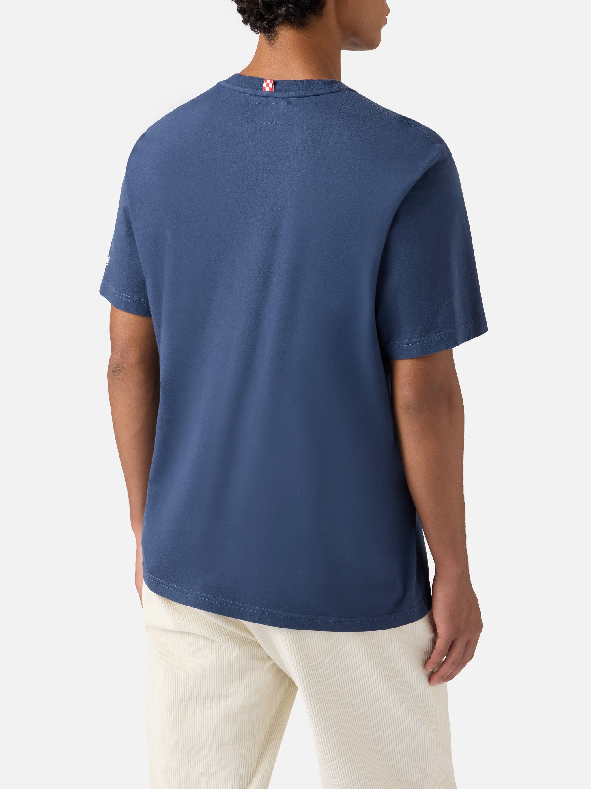 Connor Cotton T-Shirt Blue With Do You Want A Cola? Pocket Embroidery