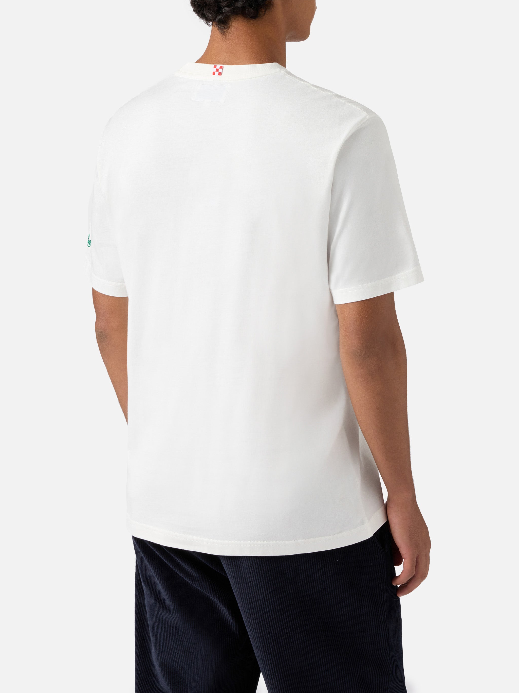Connor Cotton T-Shirt White With Va Tutto Al Contrario Pocket Embroidery