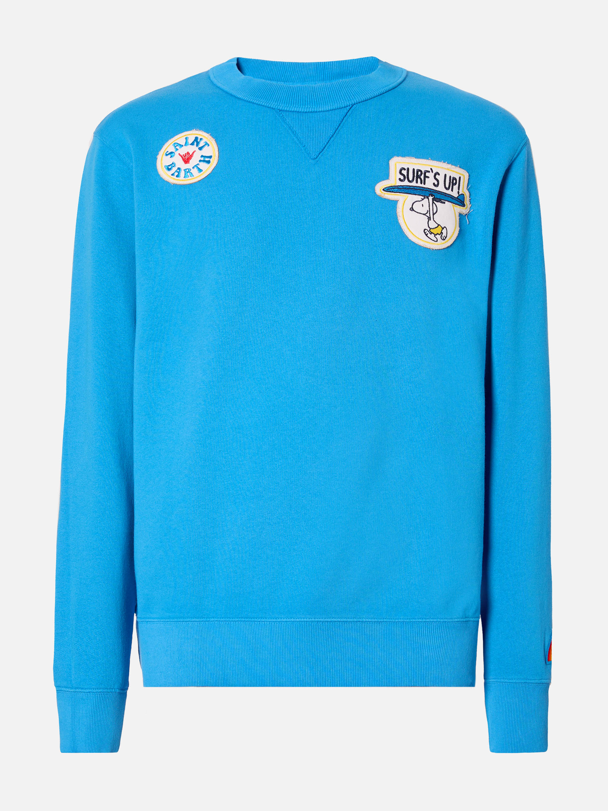 Man Crewneck Cotton Fleece Sweatshirt Cooper With Embroidery Blue