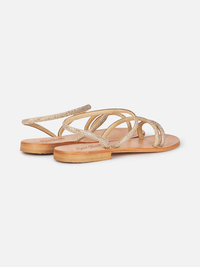 Flat Sandals Cora With Gold Rhinestones __single__ Shoe