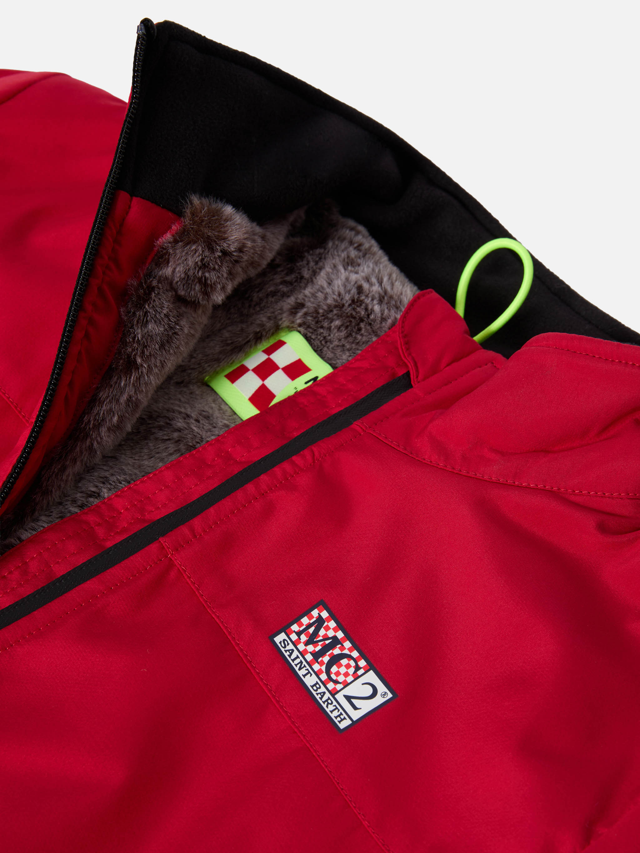 Red Bomber Jacket Country Jr With Furry Lining __single__